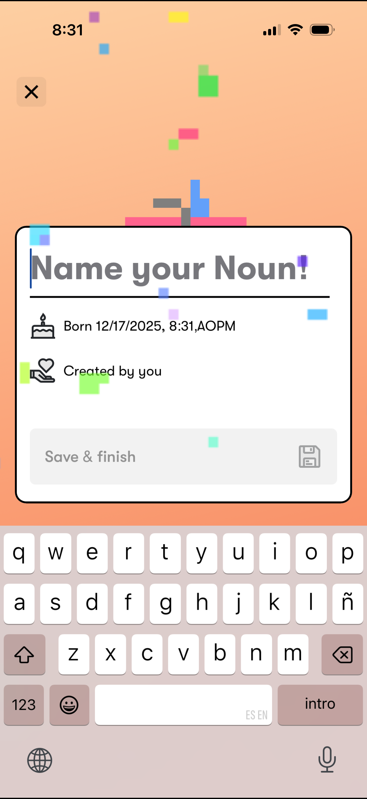 nouns name and save creation