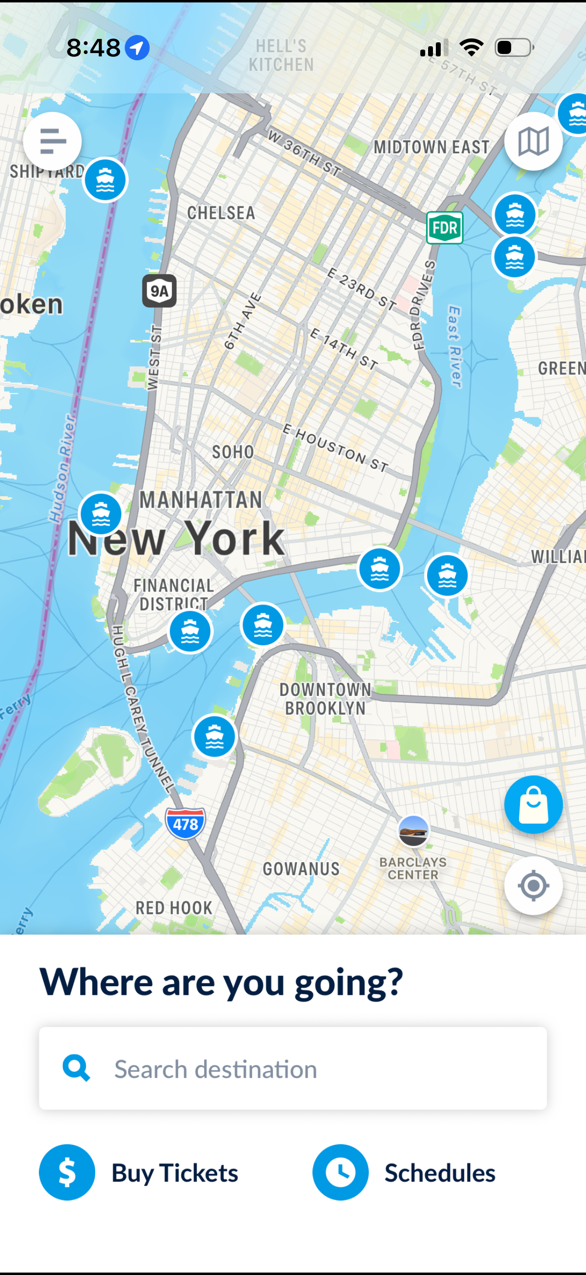 NYC-ferry browse routes map