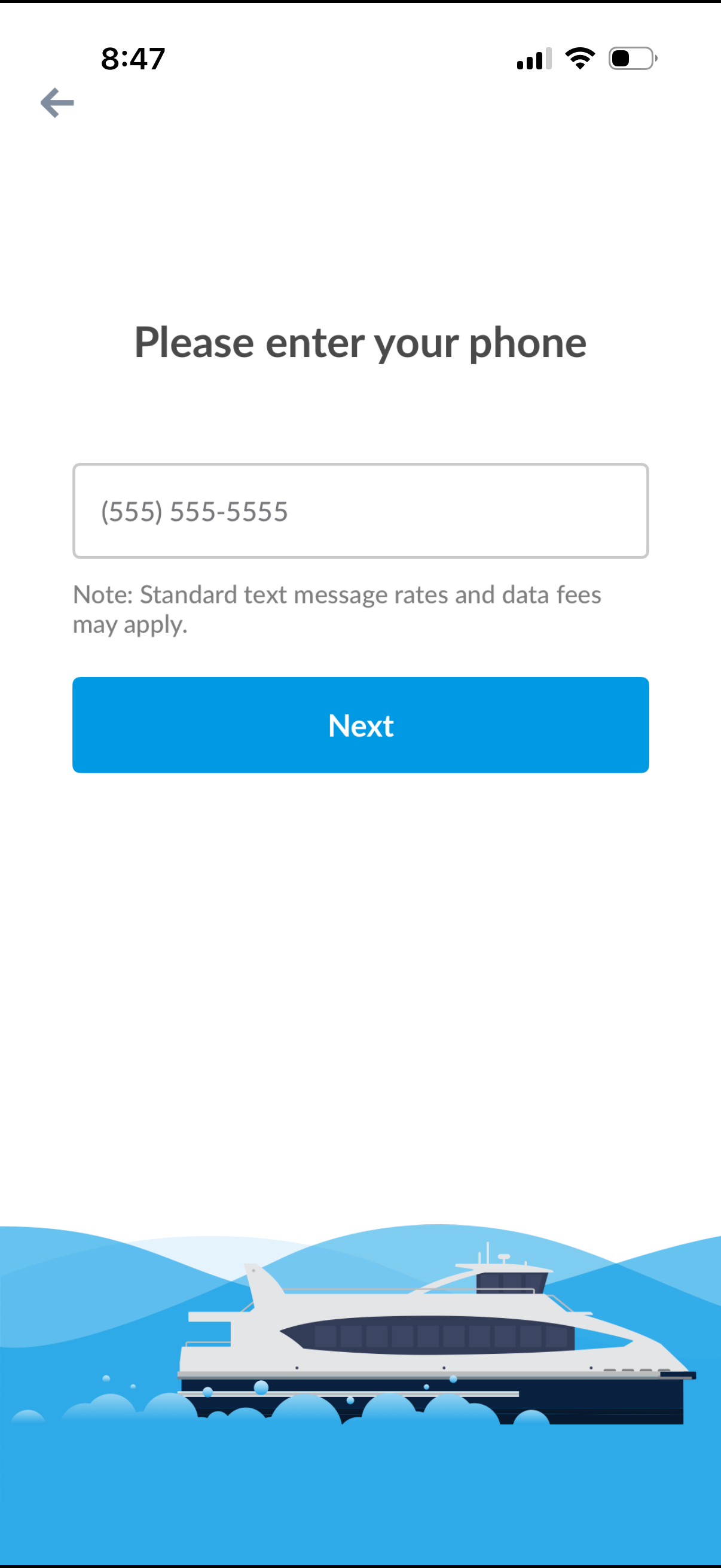 NYC-ferry sign in with phone