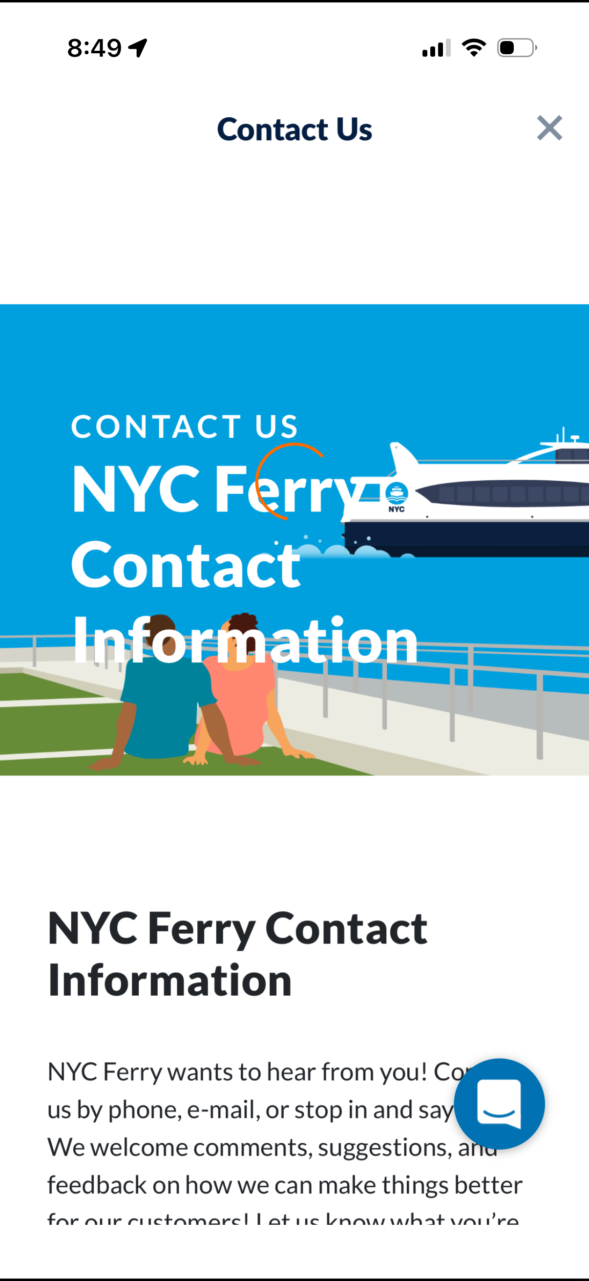 NYC-ferry app screenshot 2