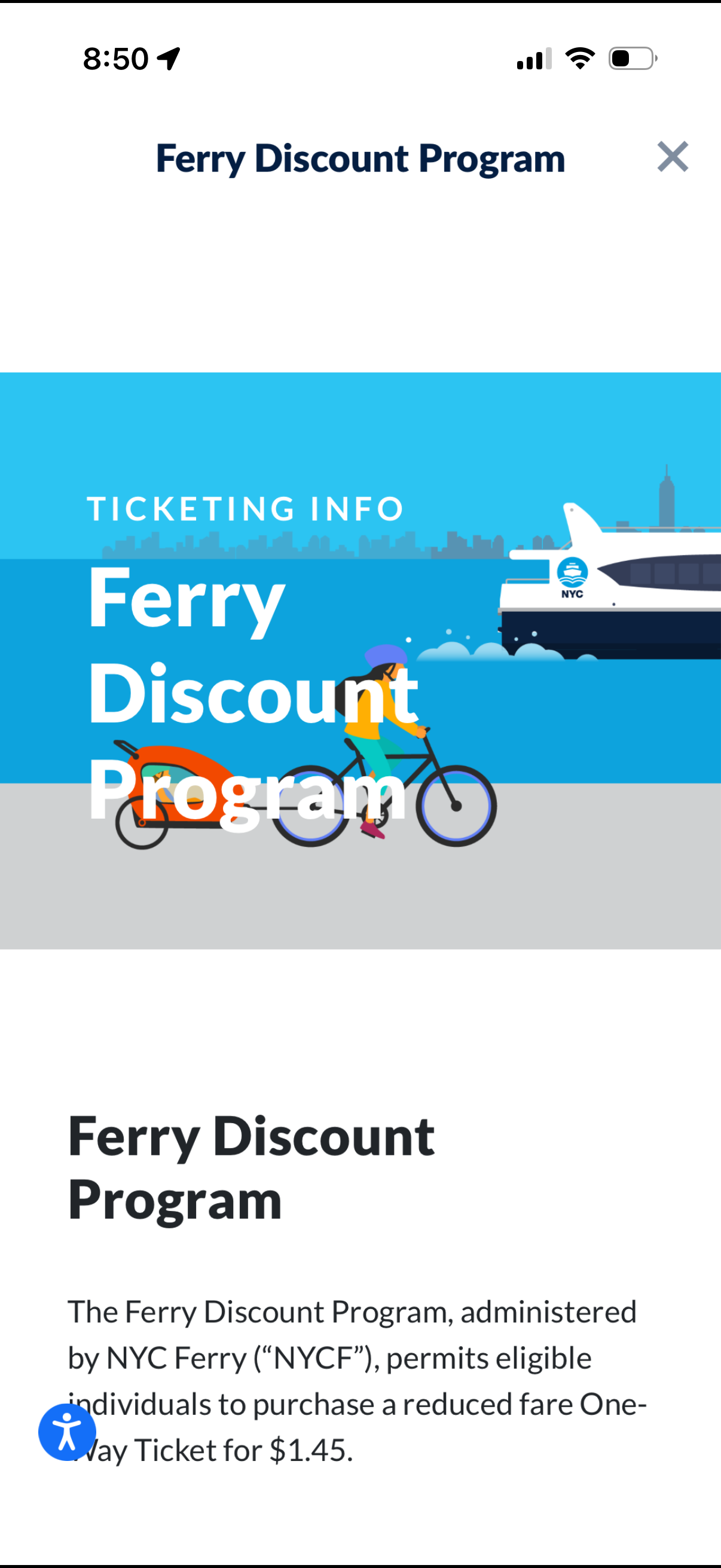 NYC-ferry app screenshot 1