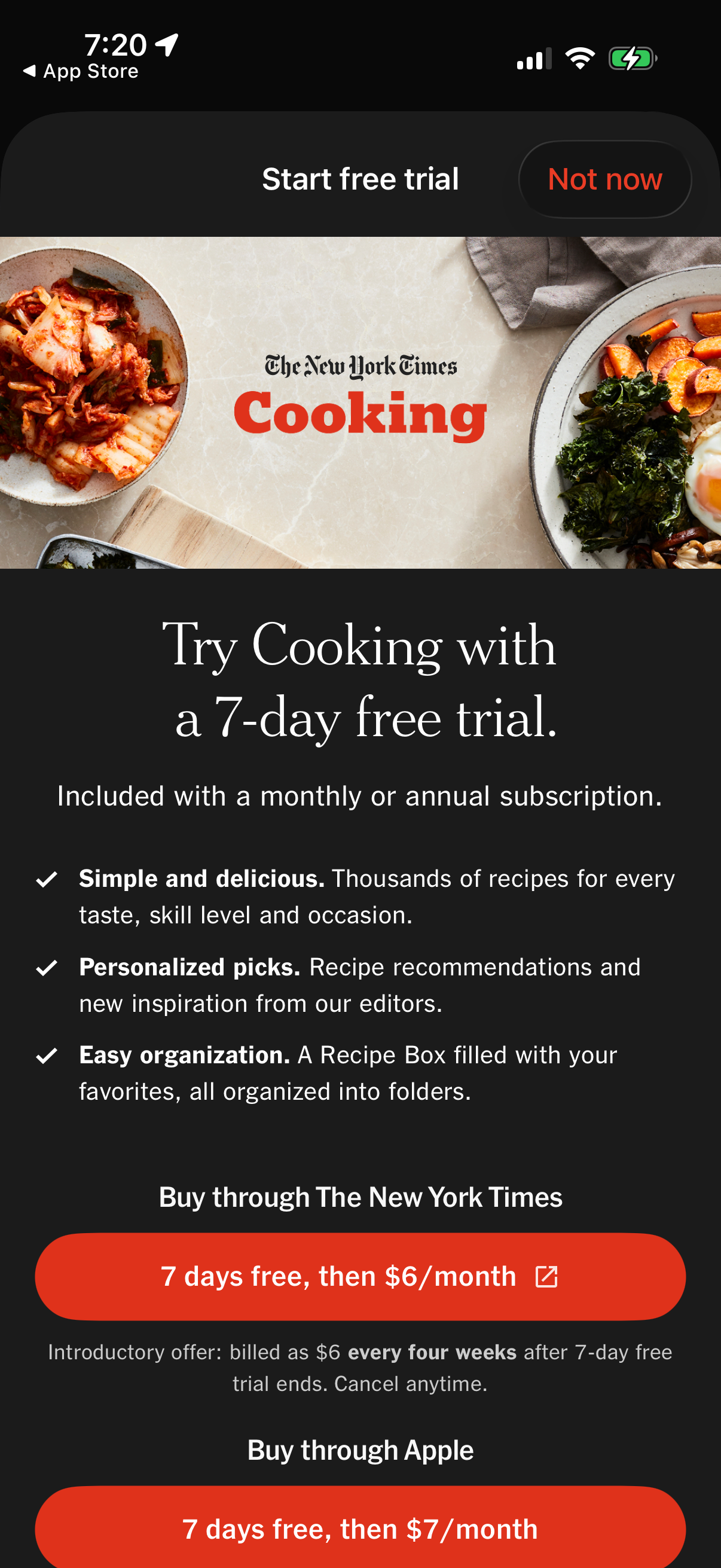 Step 1 of nyt-cooking Paywall