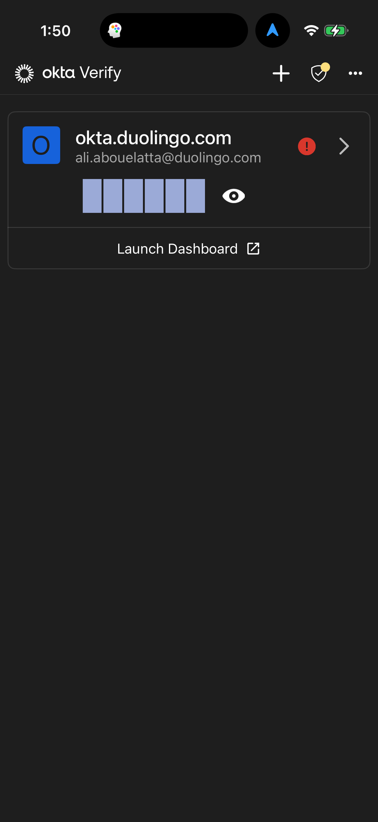 Step 1 of okta Main_tabs