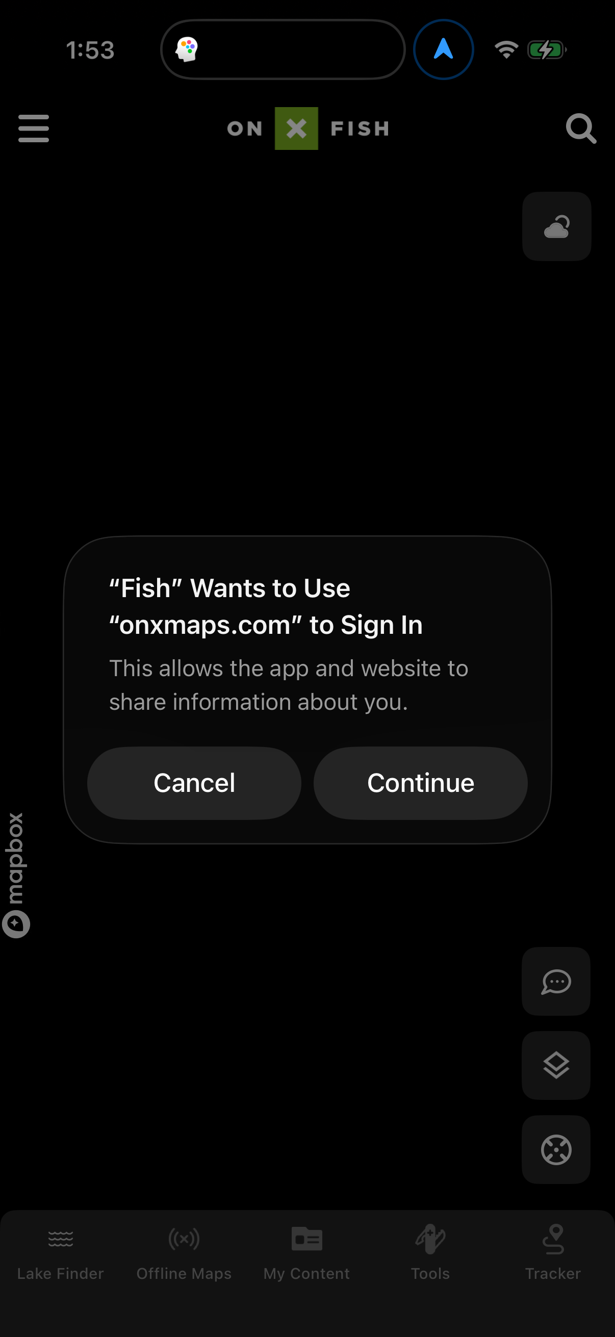Step 1 of onx-fish Main_tabs