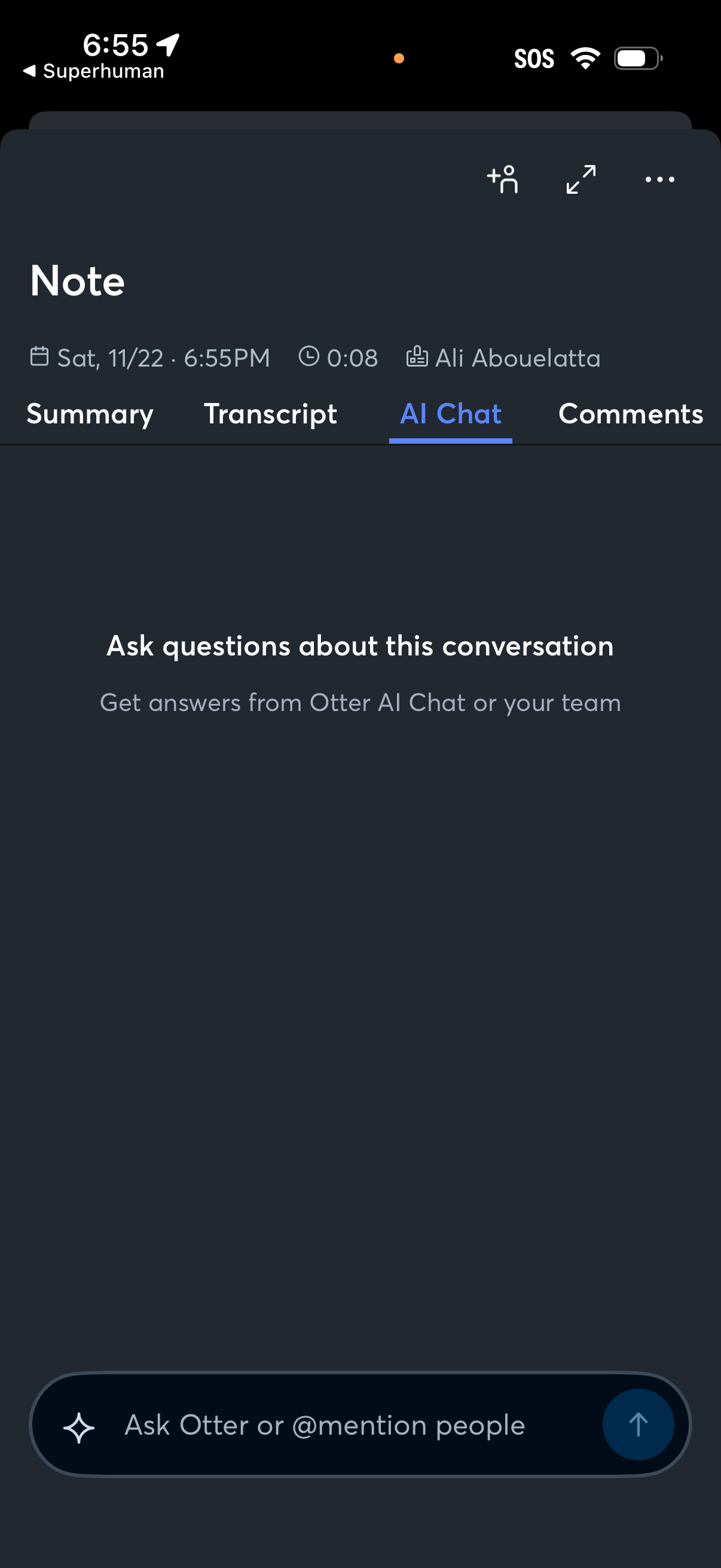 otter ask ai chat about