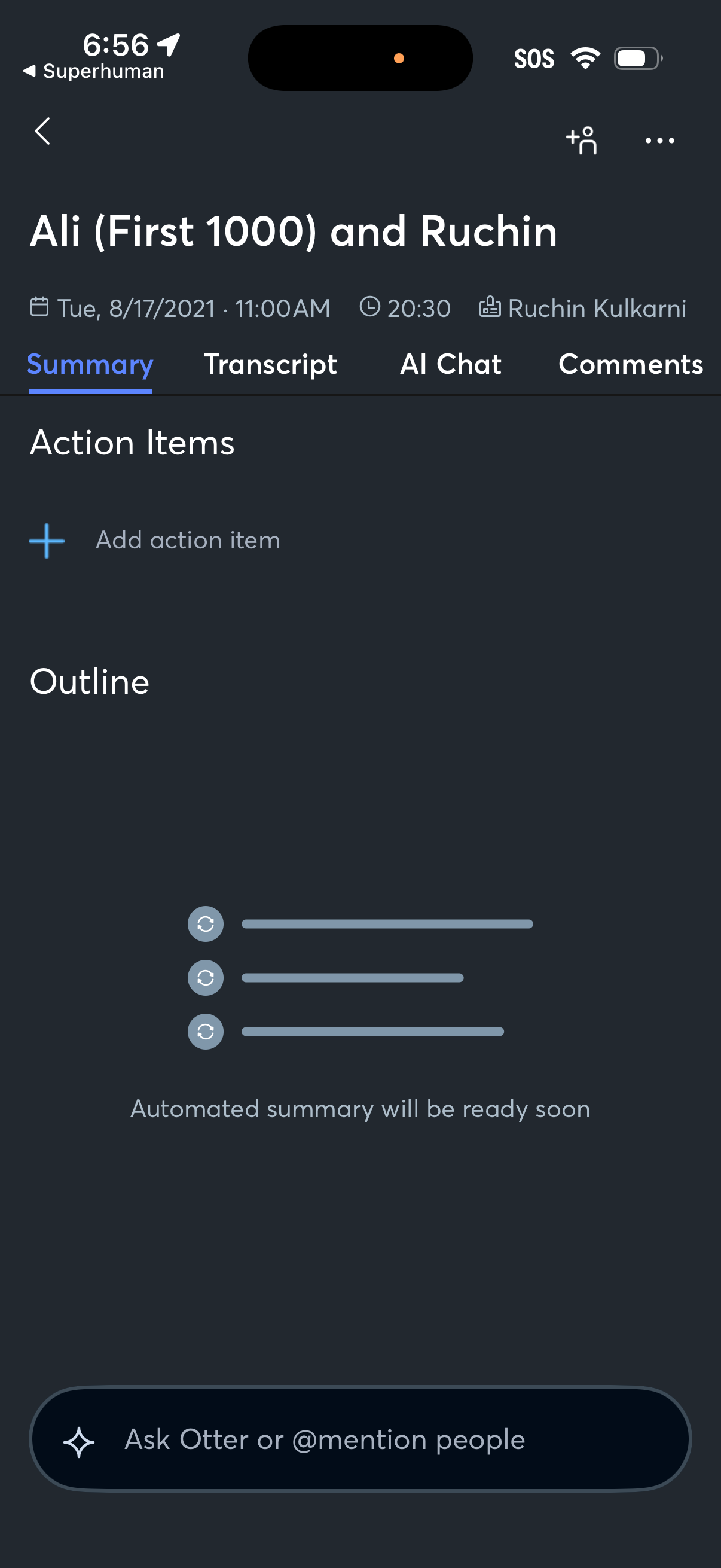 otter add action item