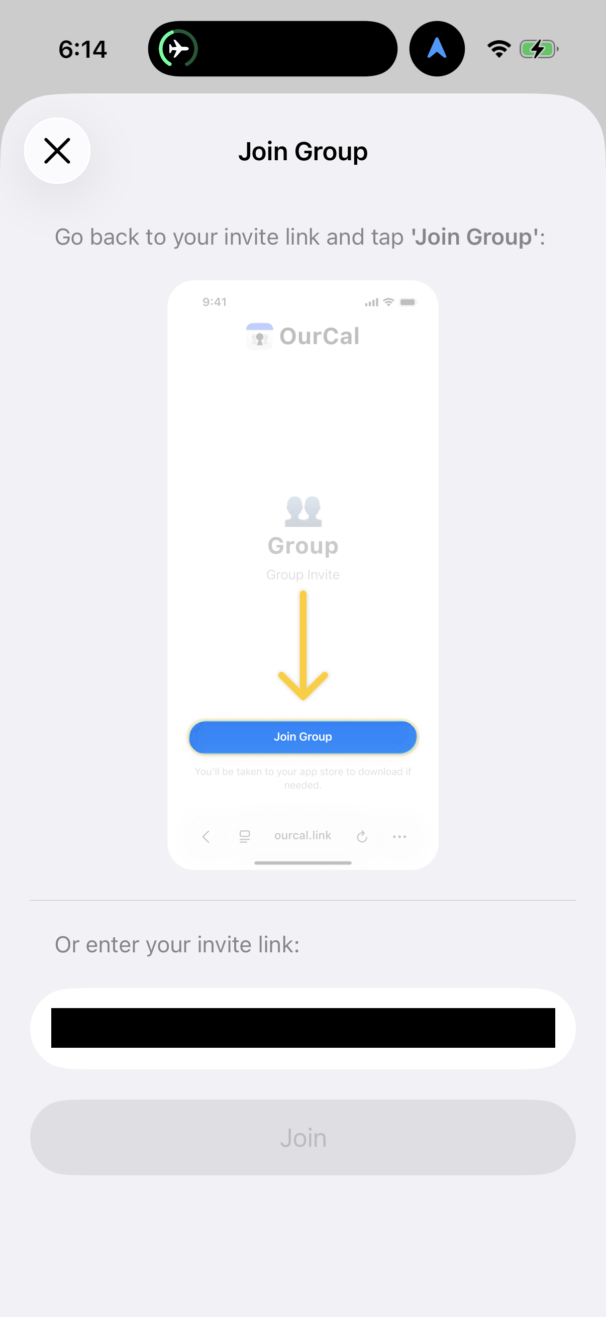 Step 2 of Ourcal Onboarding