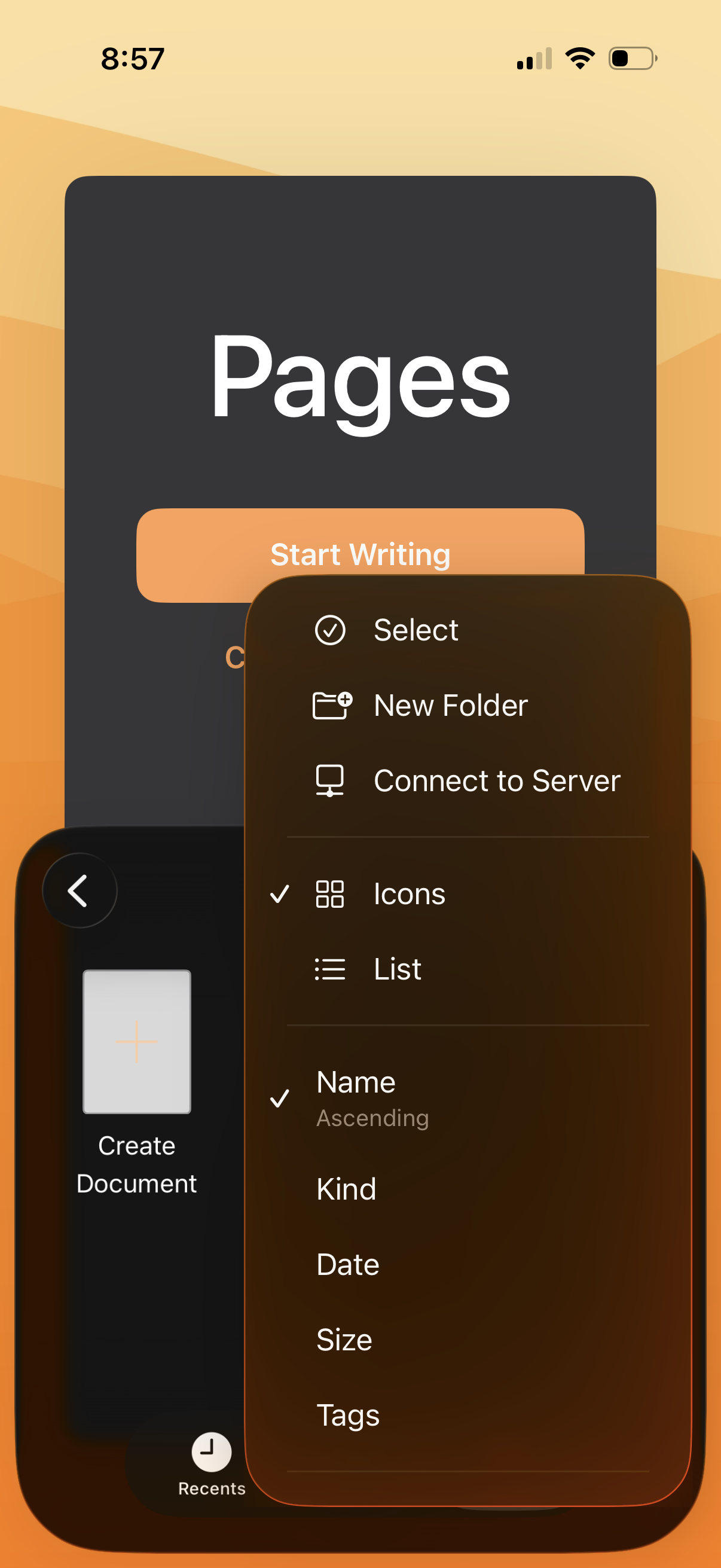 pages create folder in file