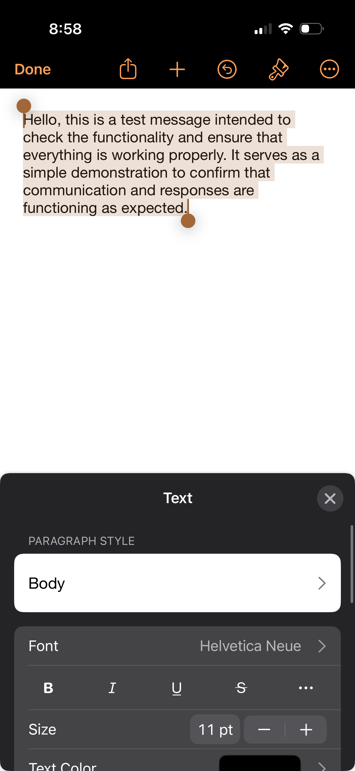 pages change font for selected