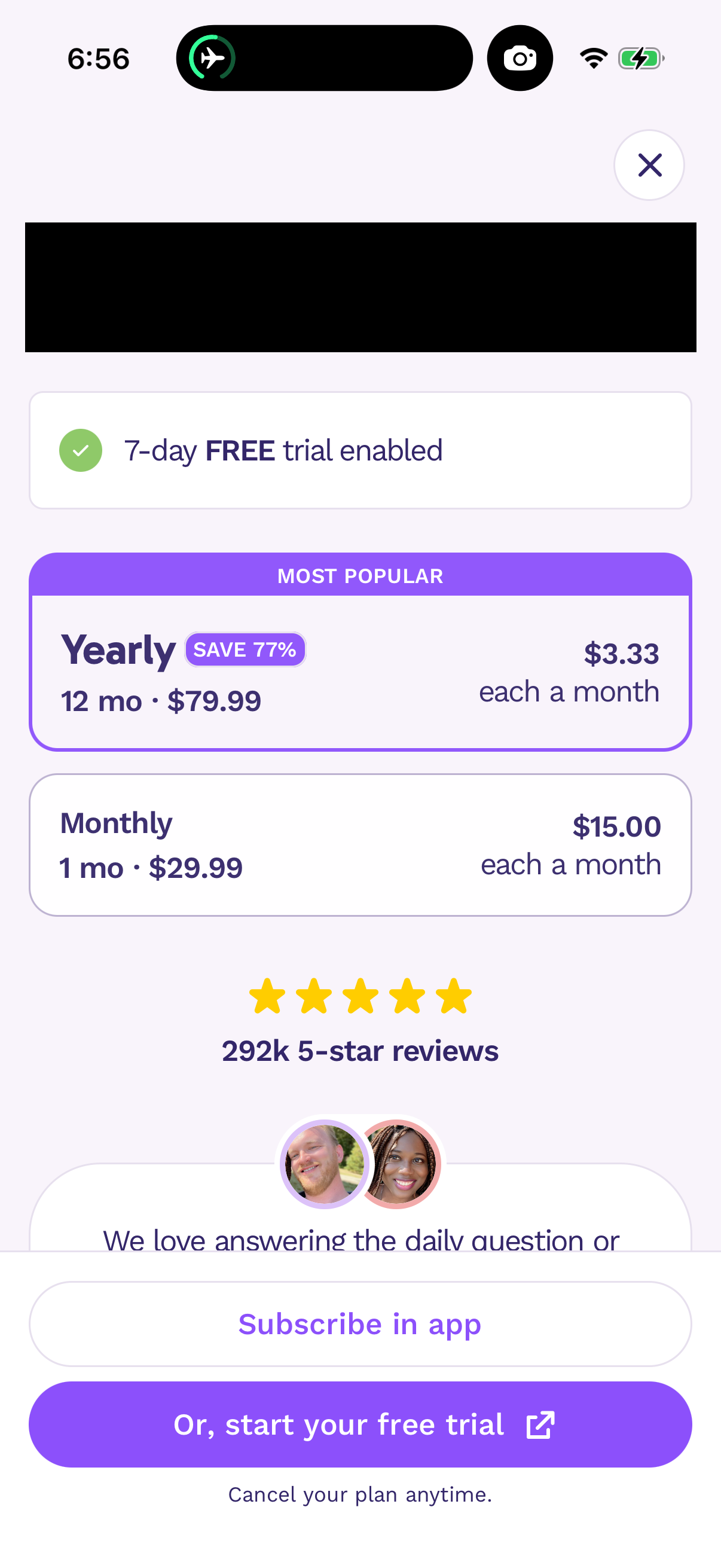 Step 2 of Paired Onboarding Paywall