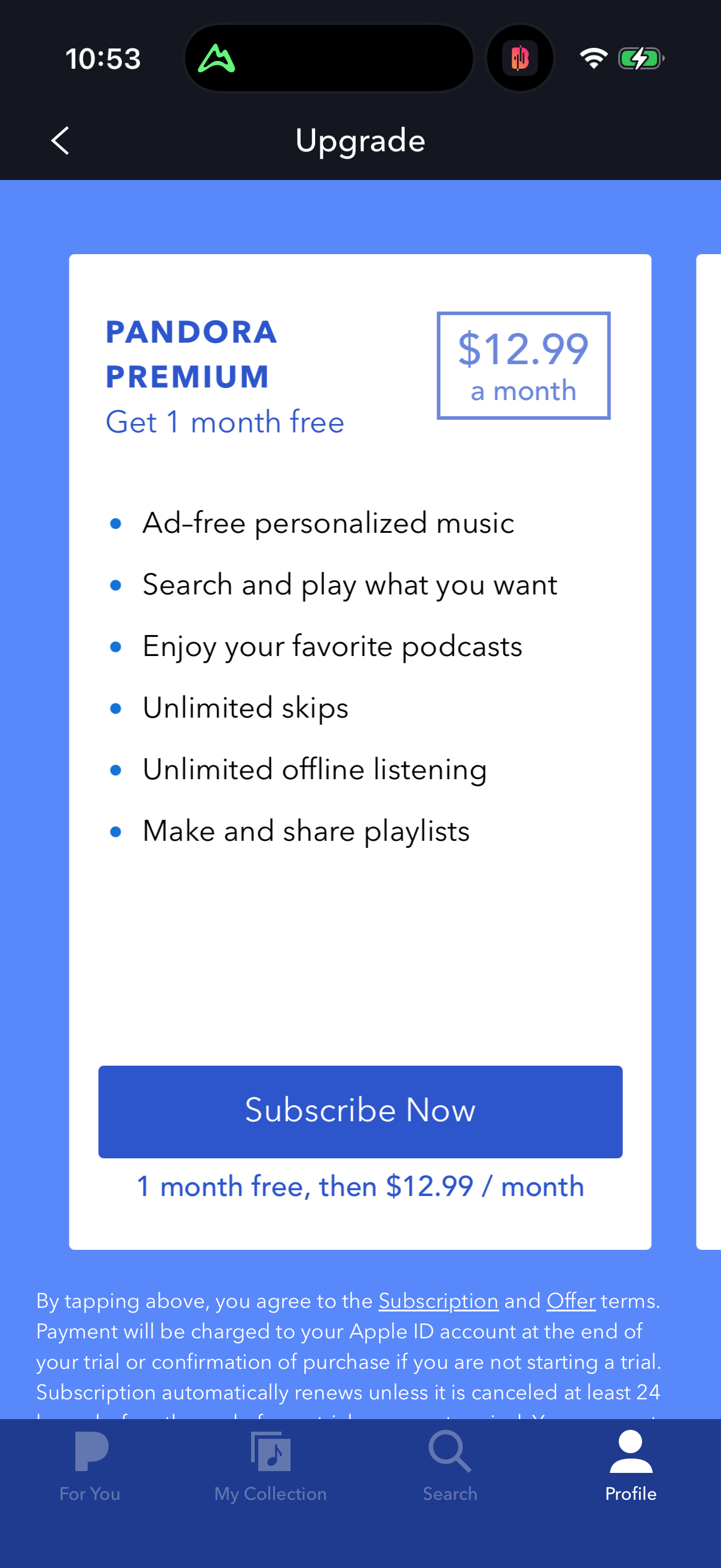 Step 2 of pandora Paywall