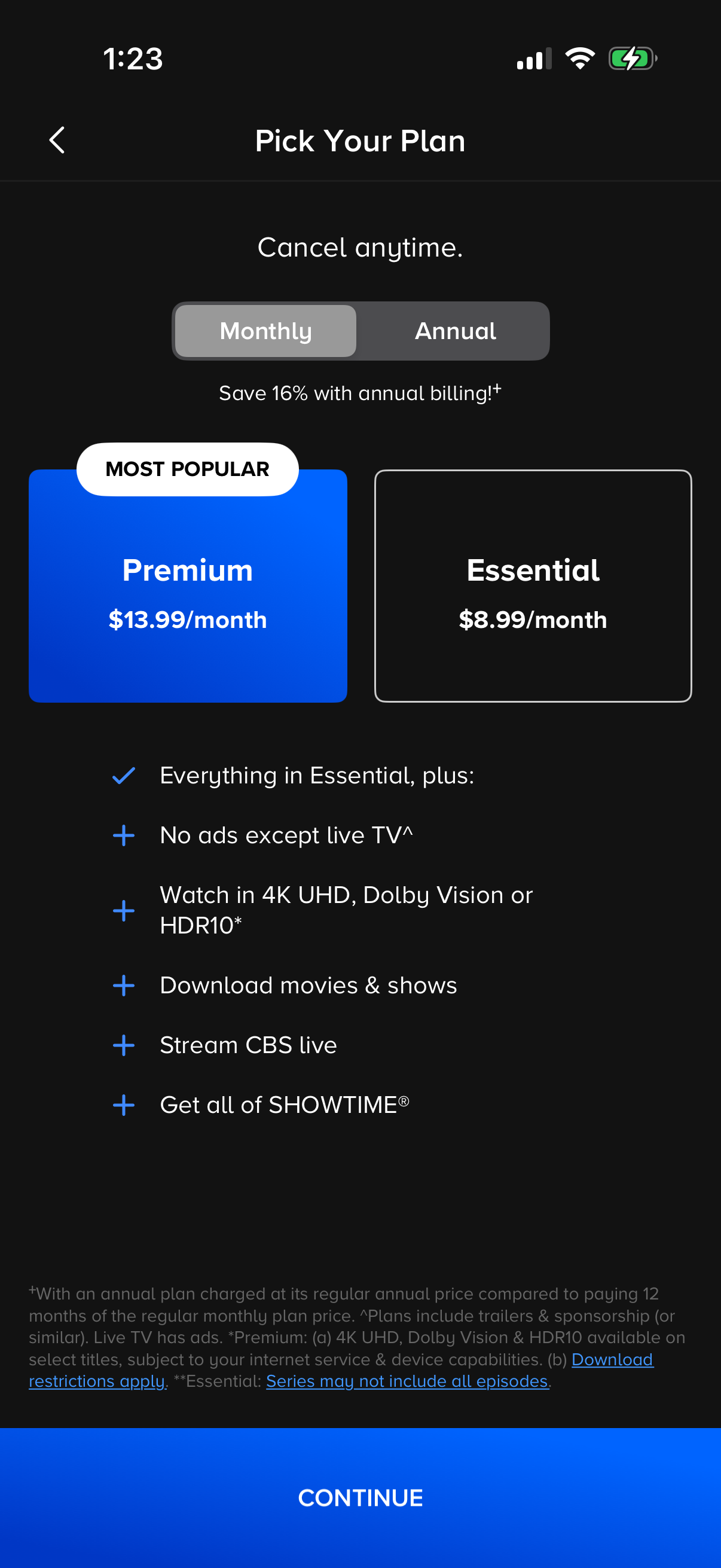 Step 2 of paramount Paywall