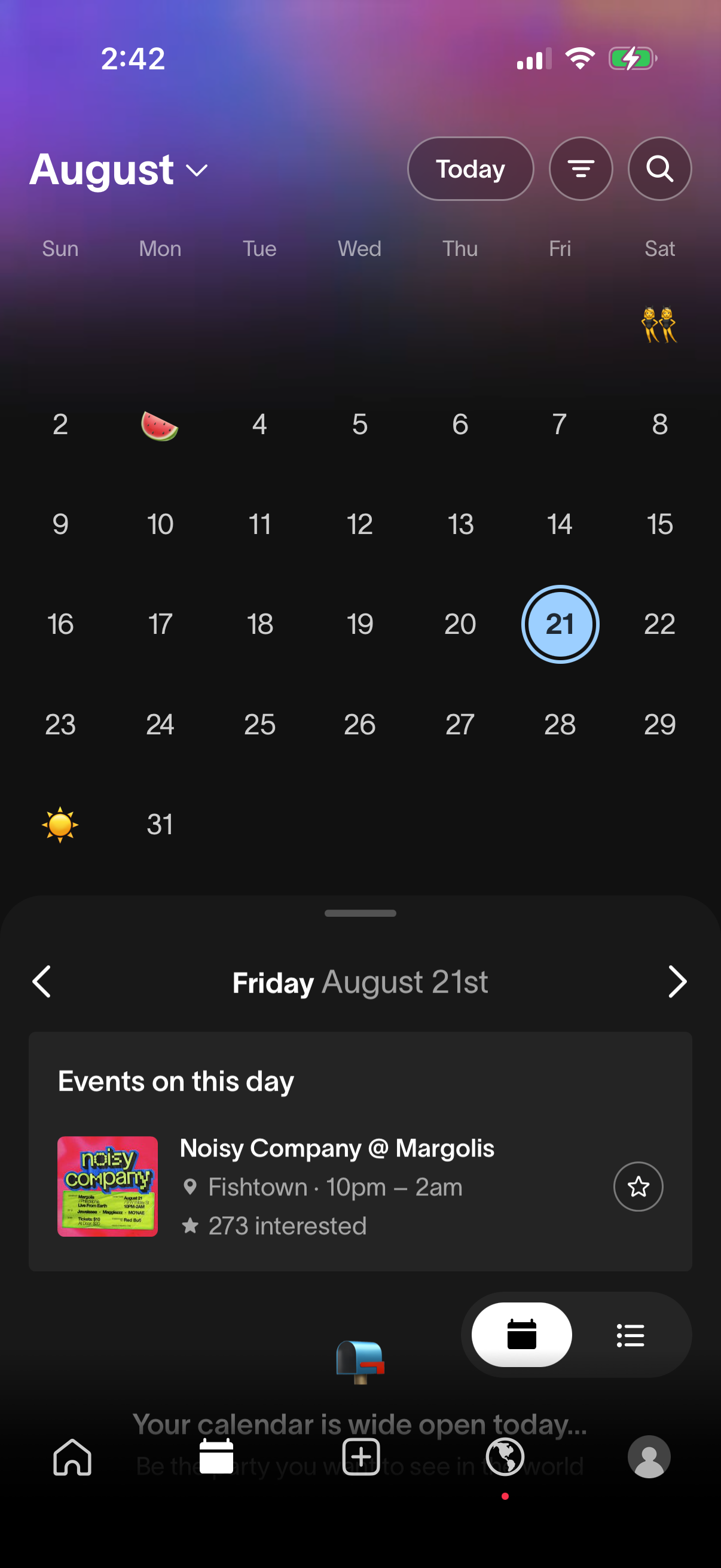 partiful screen