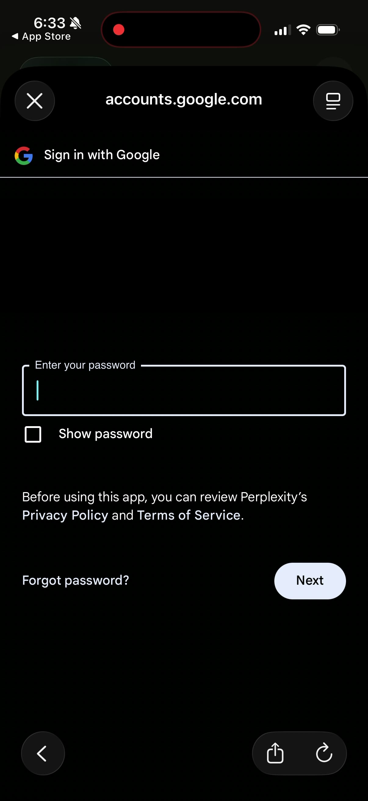 perplexity screen