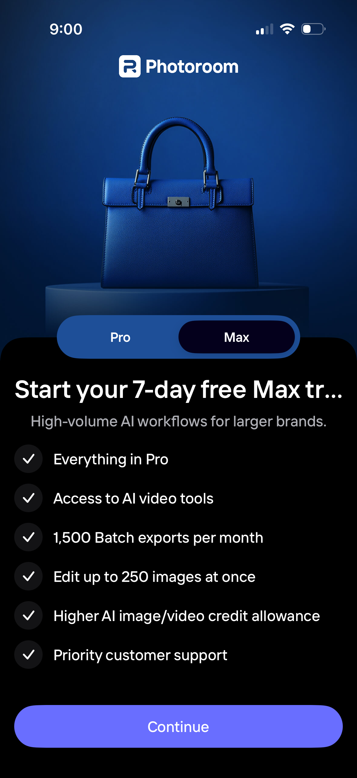 photoroom choose subscription plan