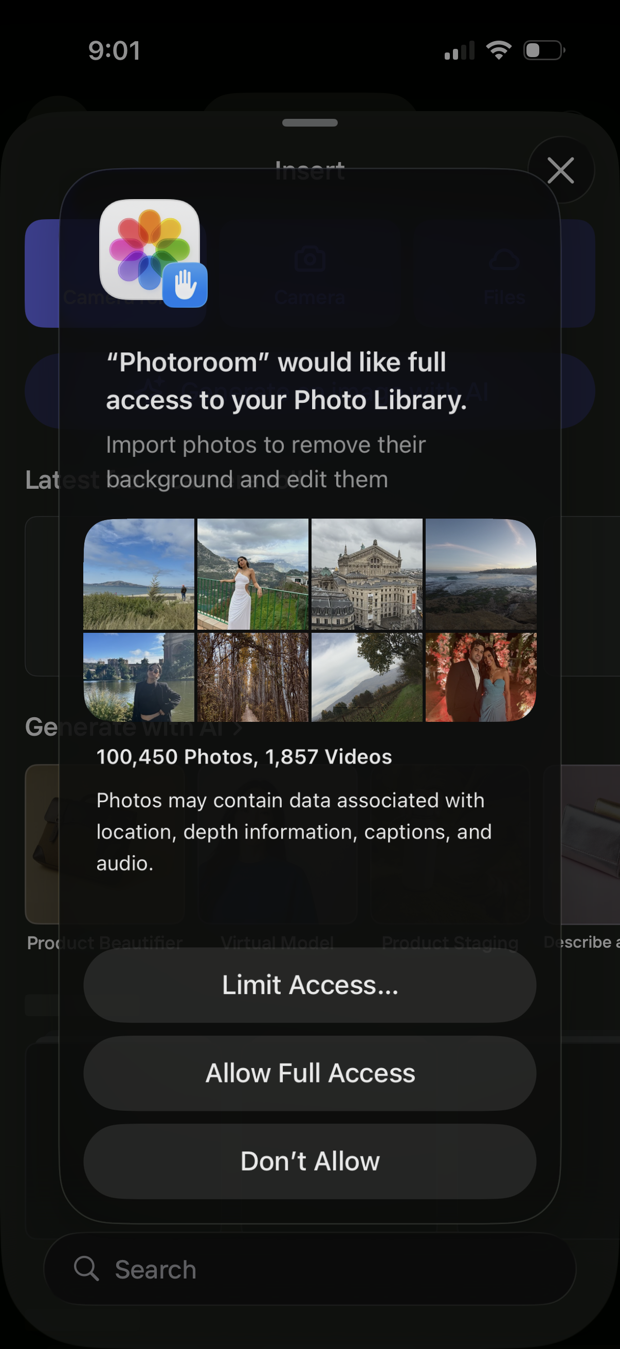 photoroom grant photo library access