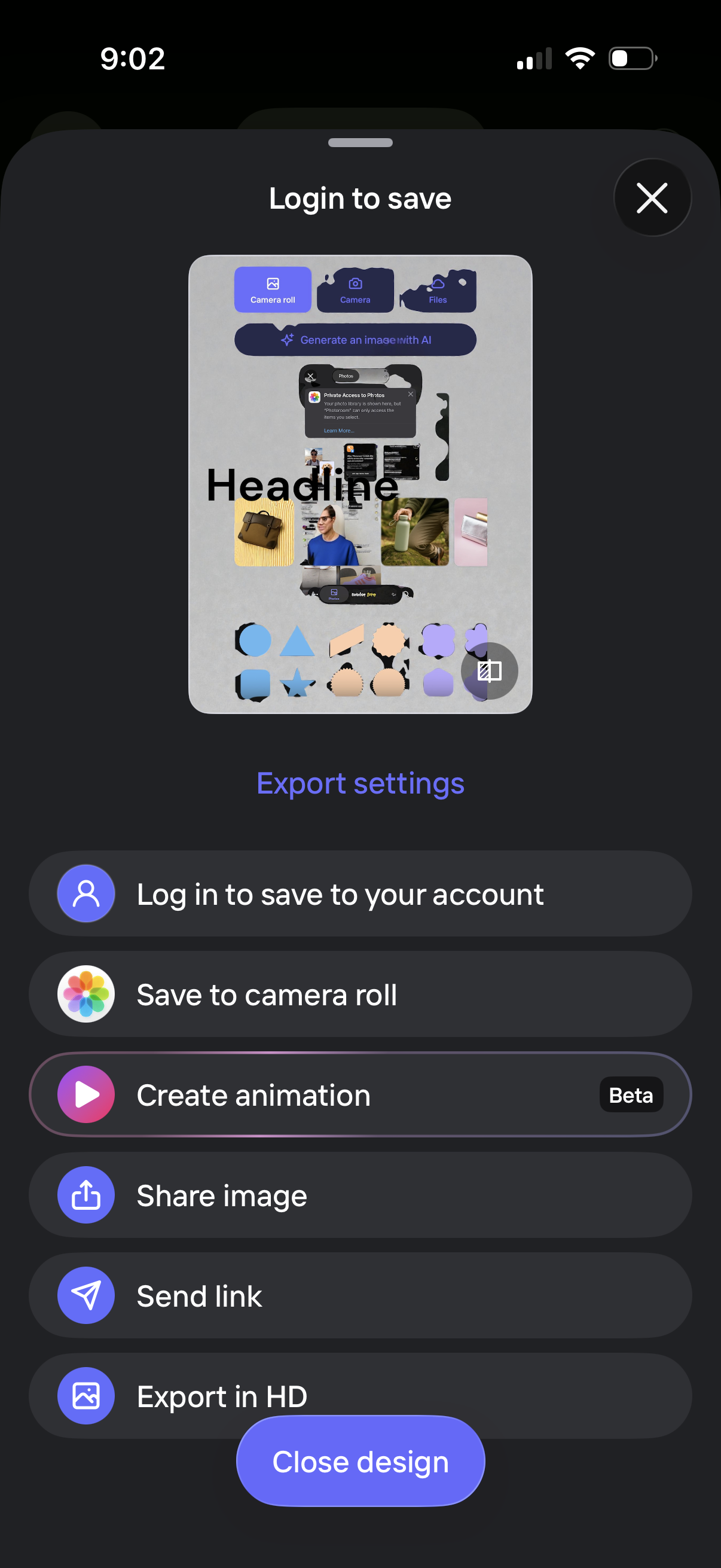 photoroom export from editor