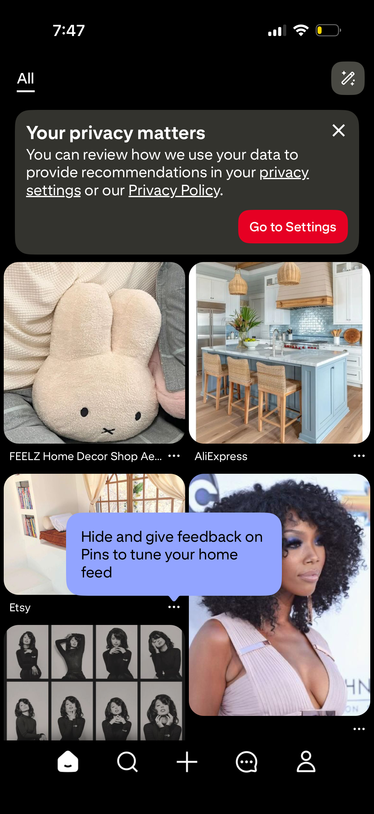pinterest app screenshot 1