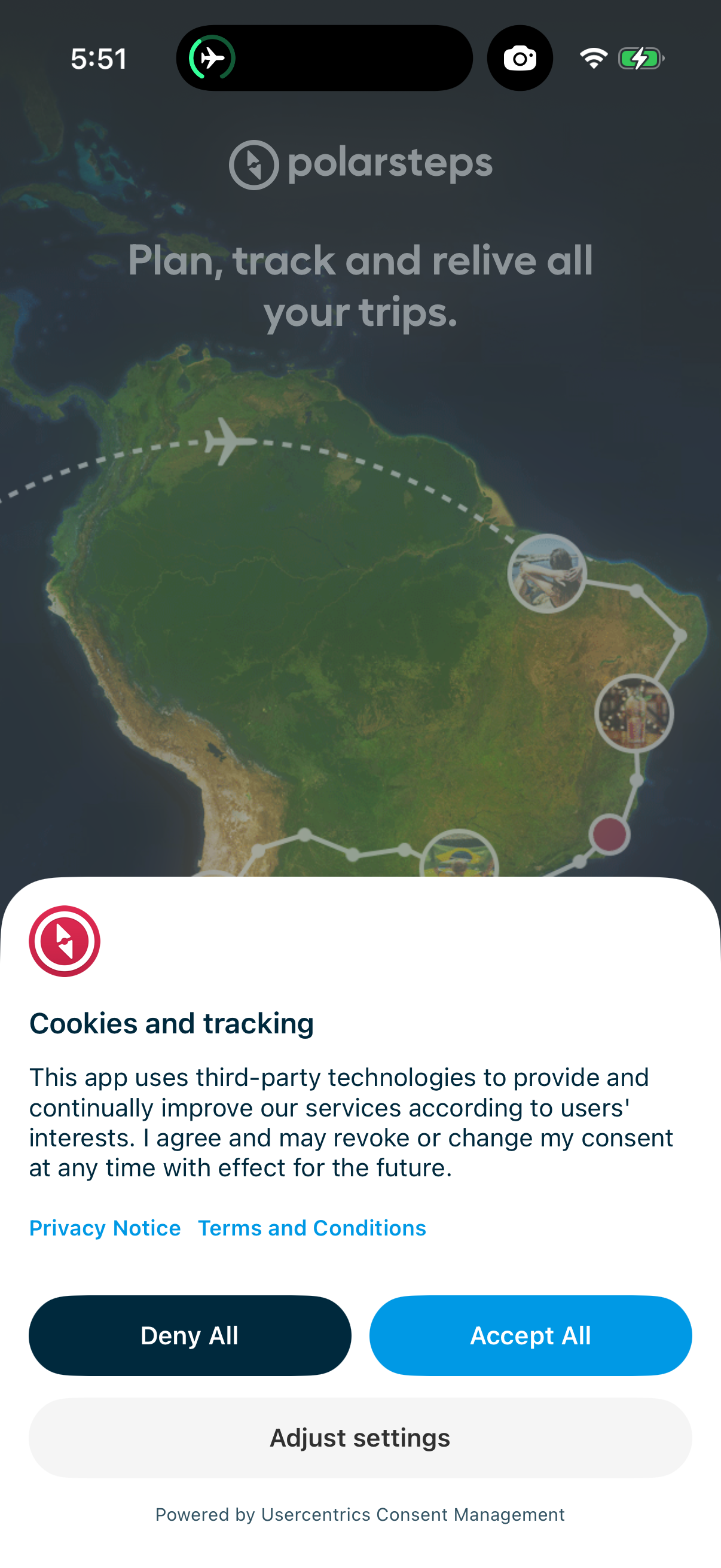 Step 1 of Polarsteps Onboarding