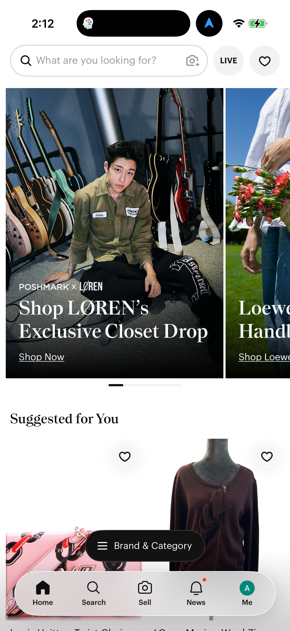 Step 1 of poshmark Main_tabs