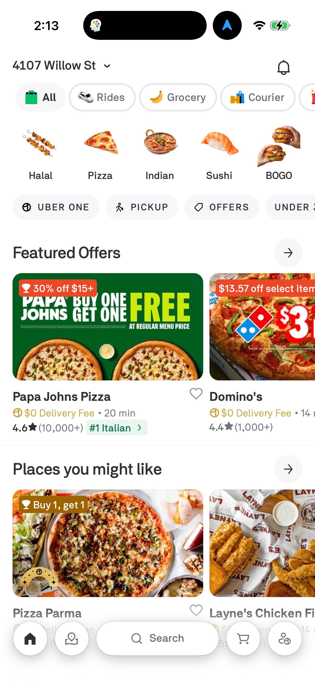Step 1 of postmates Main_tabs