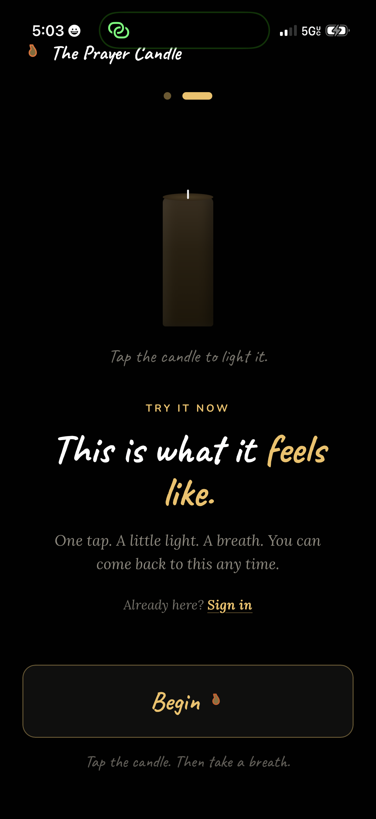 Step 2 of Prayer Candle Onboarding