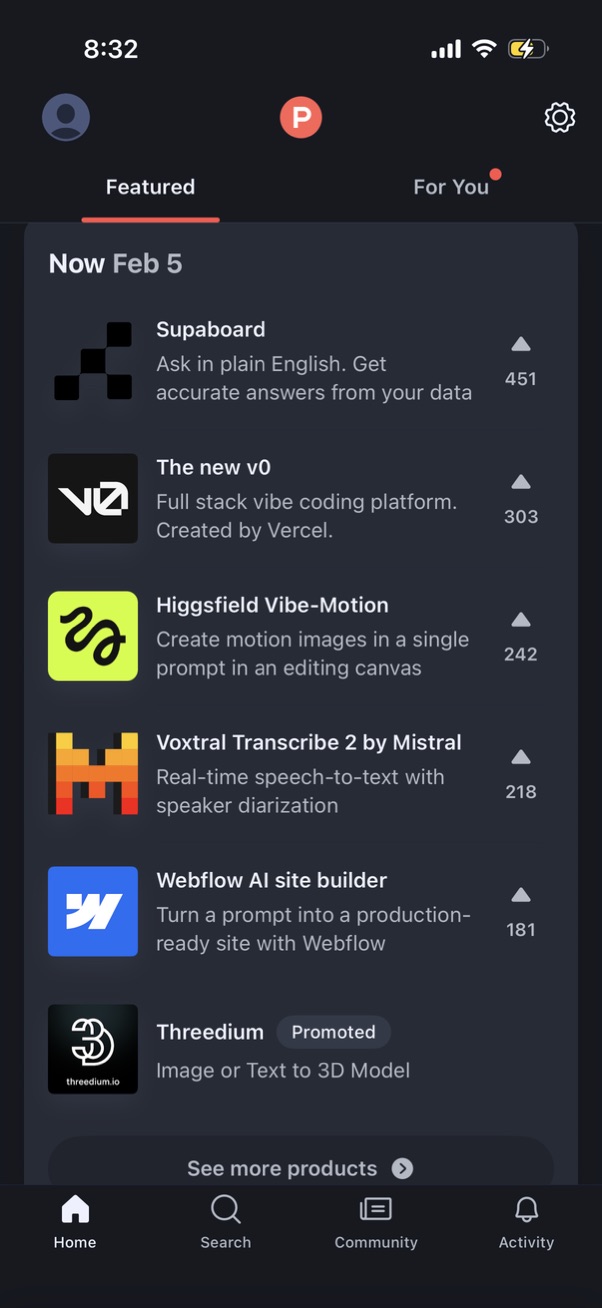product-hunt app screenshot 1