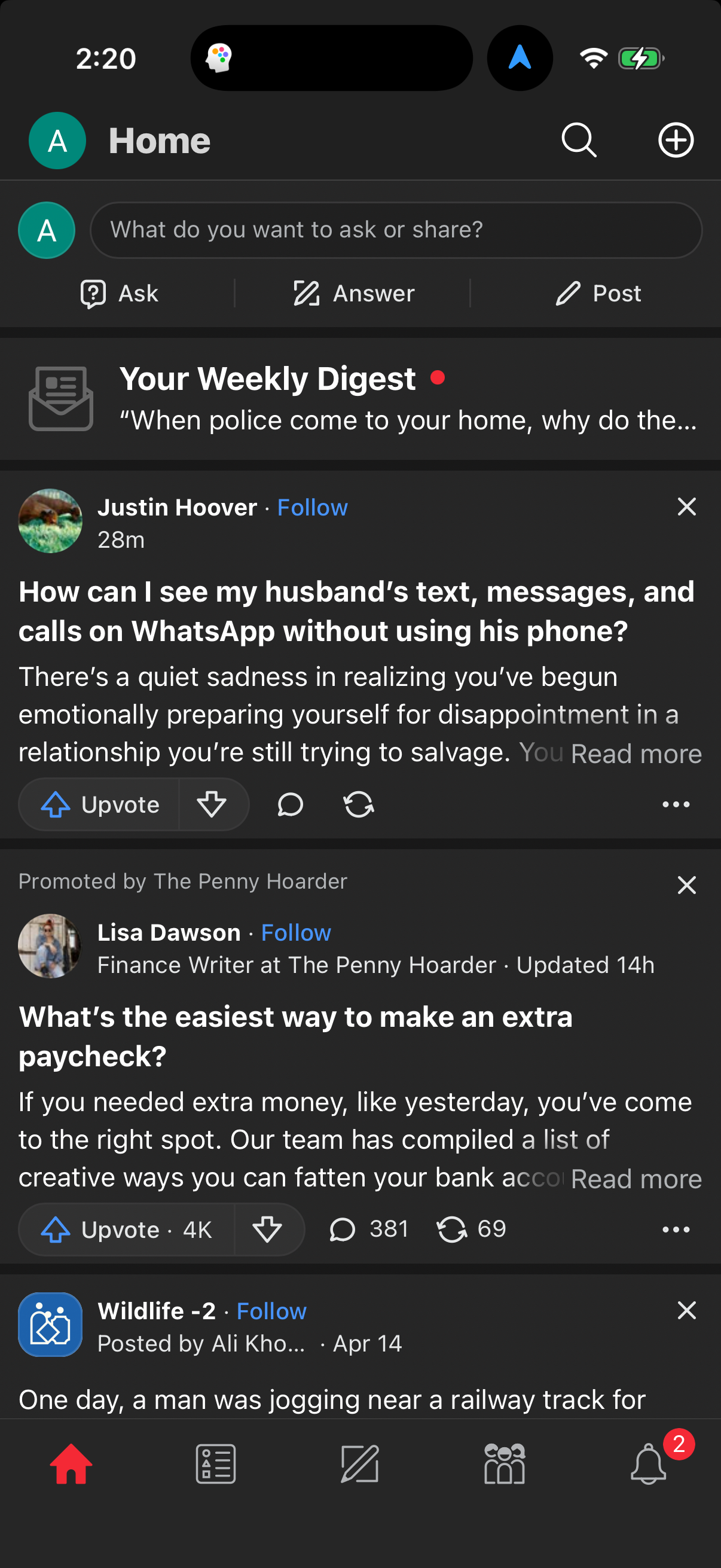 Step 1 of quora Main_tabs