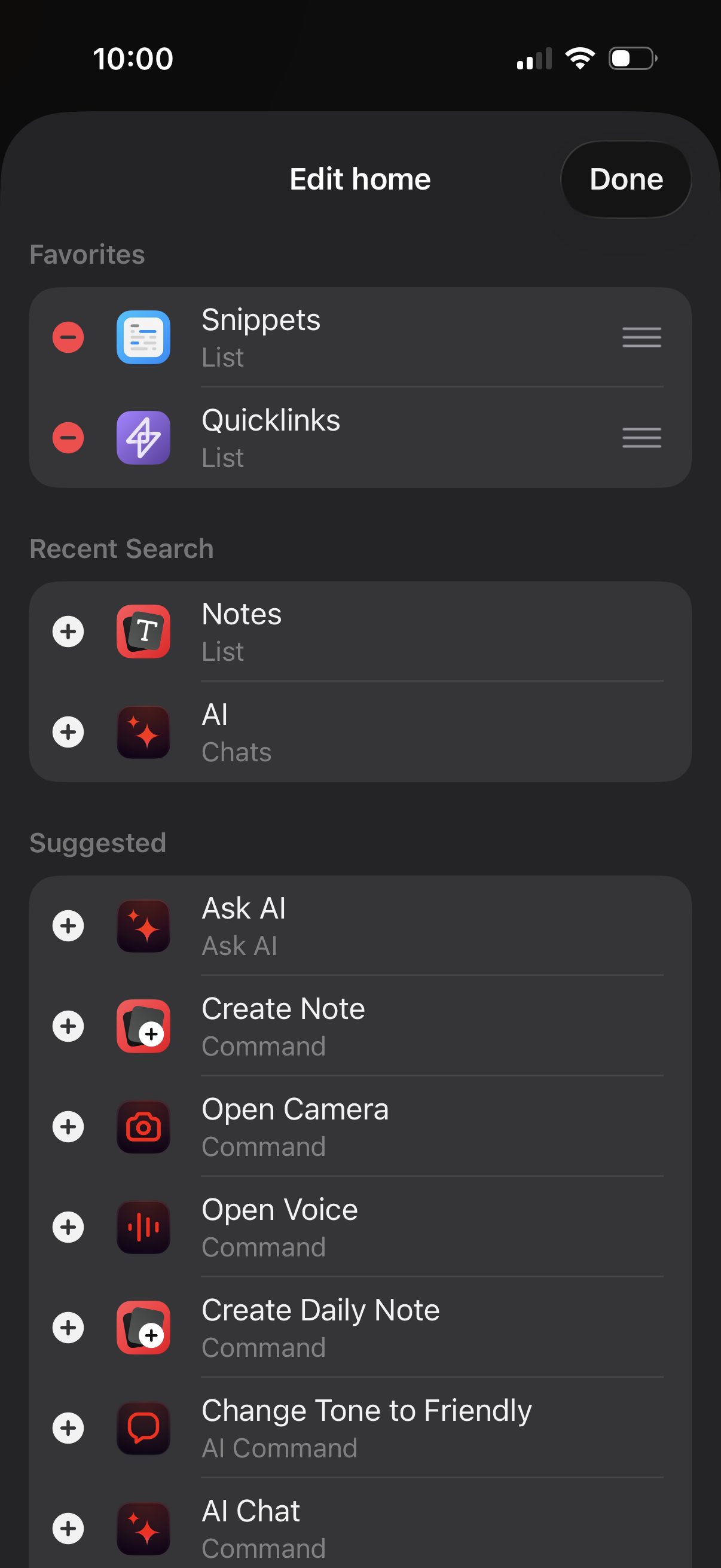 Step 4 of raycast Customize home shortcuts