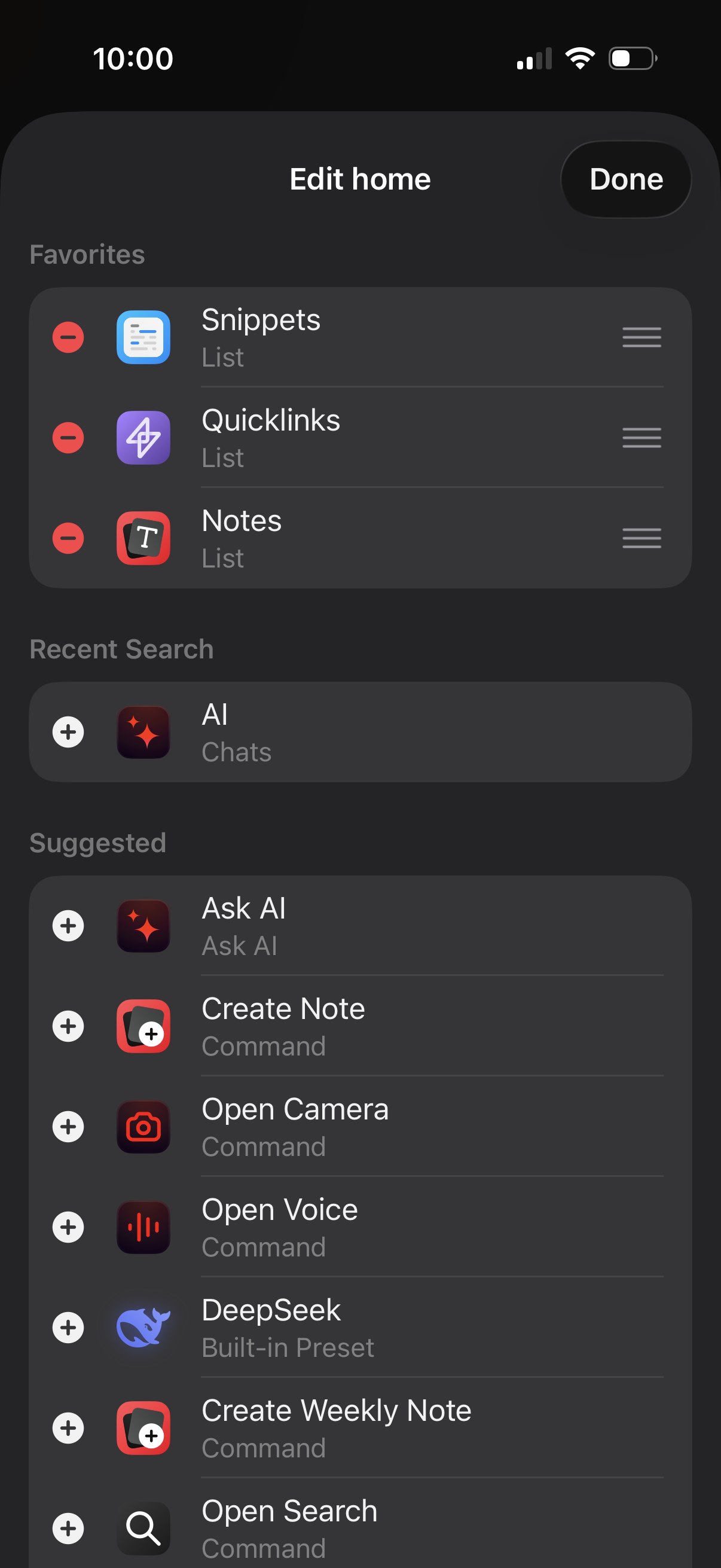 Step 5 of raycast Customize home shortcuts