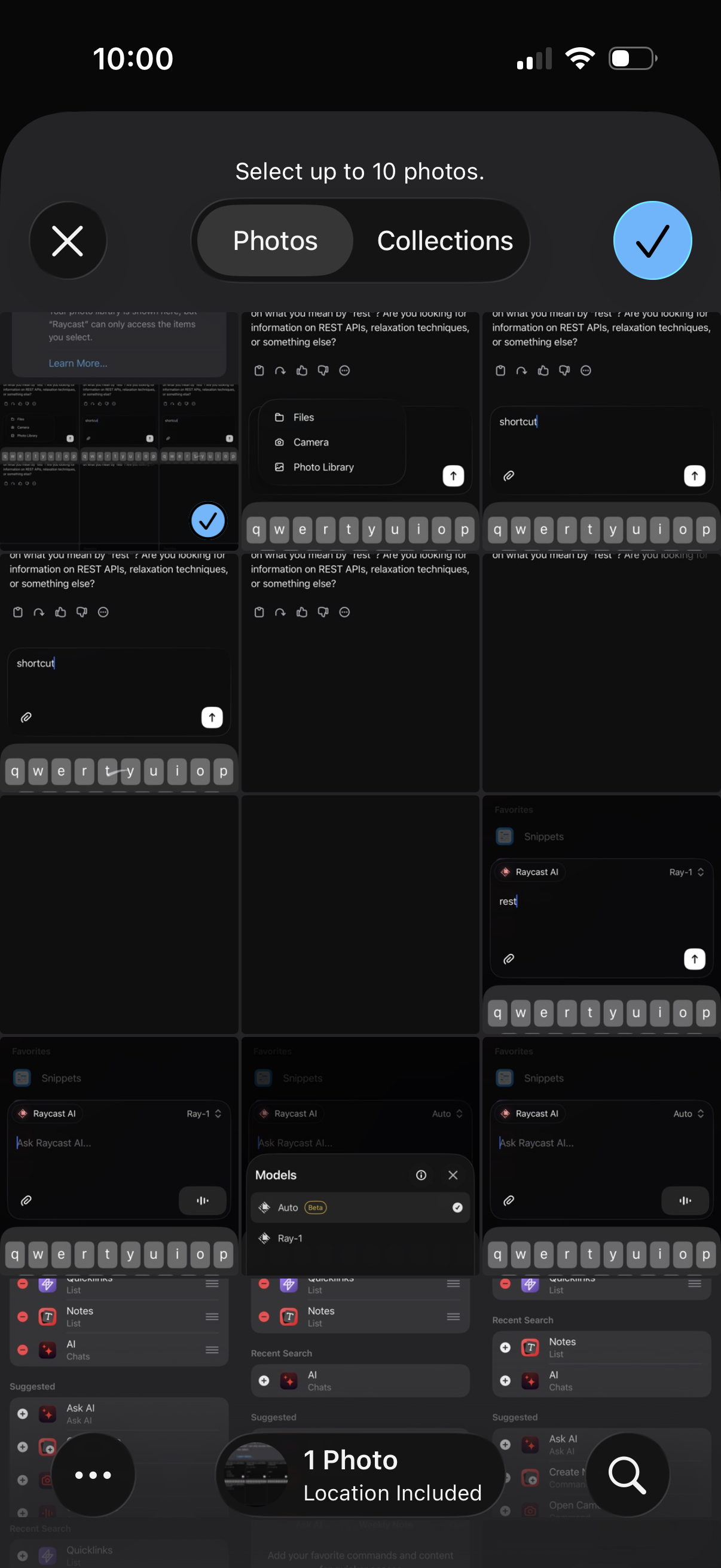 Step 5 of raycast Attach photo to chat