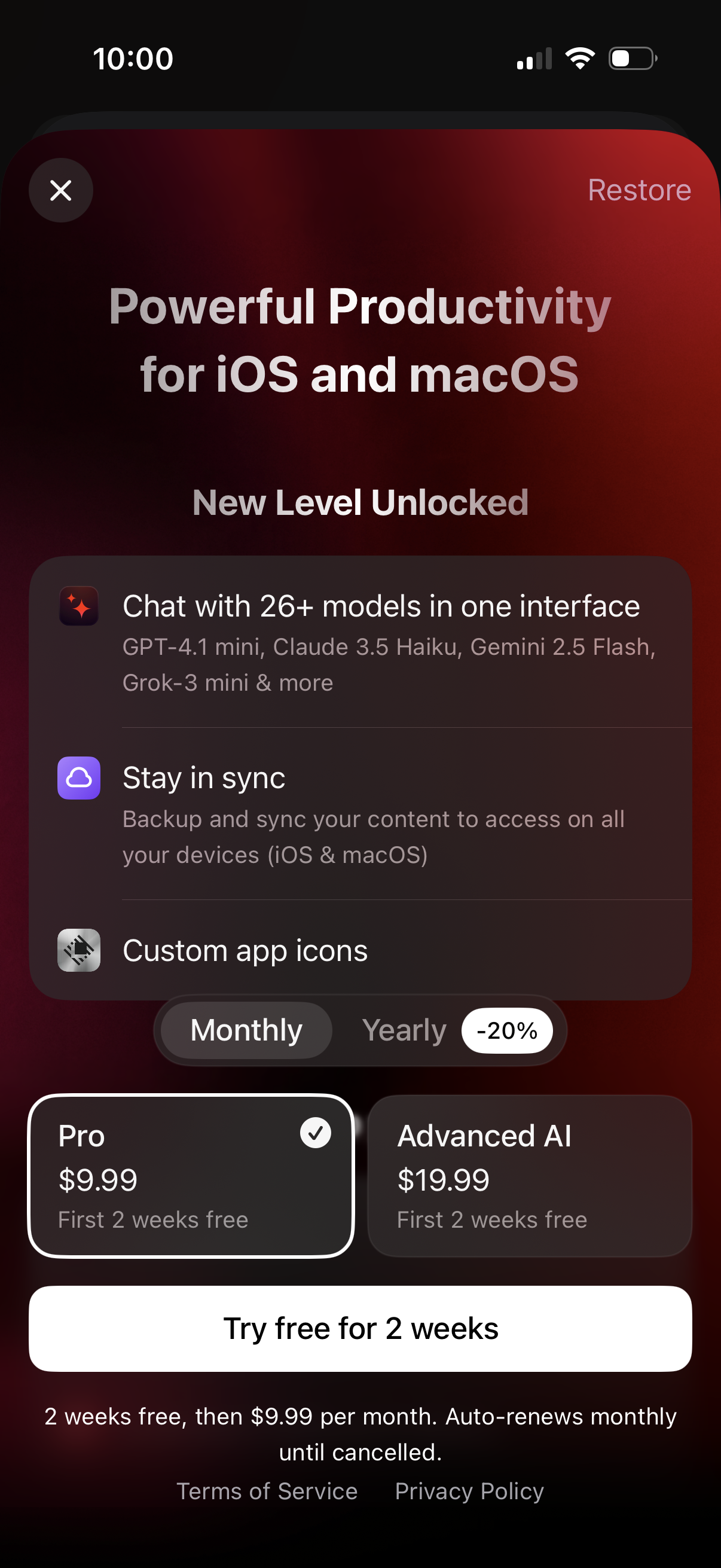 raycast view subscription options