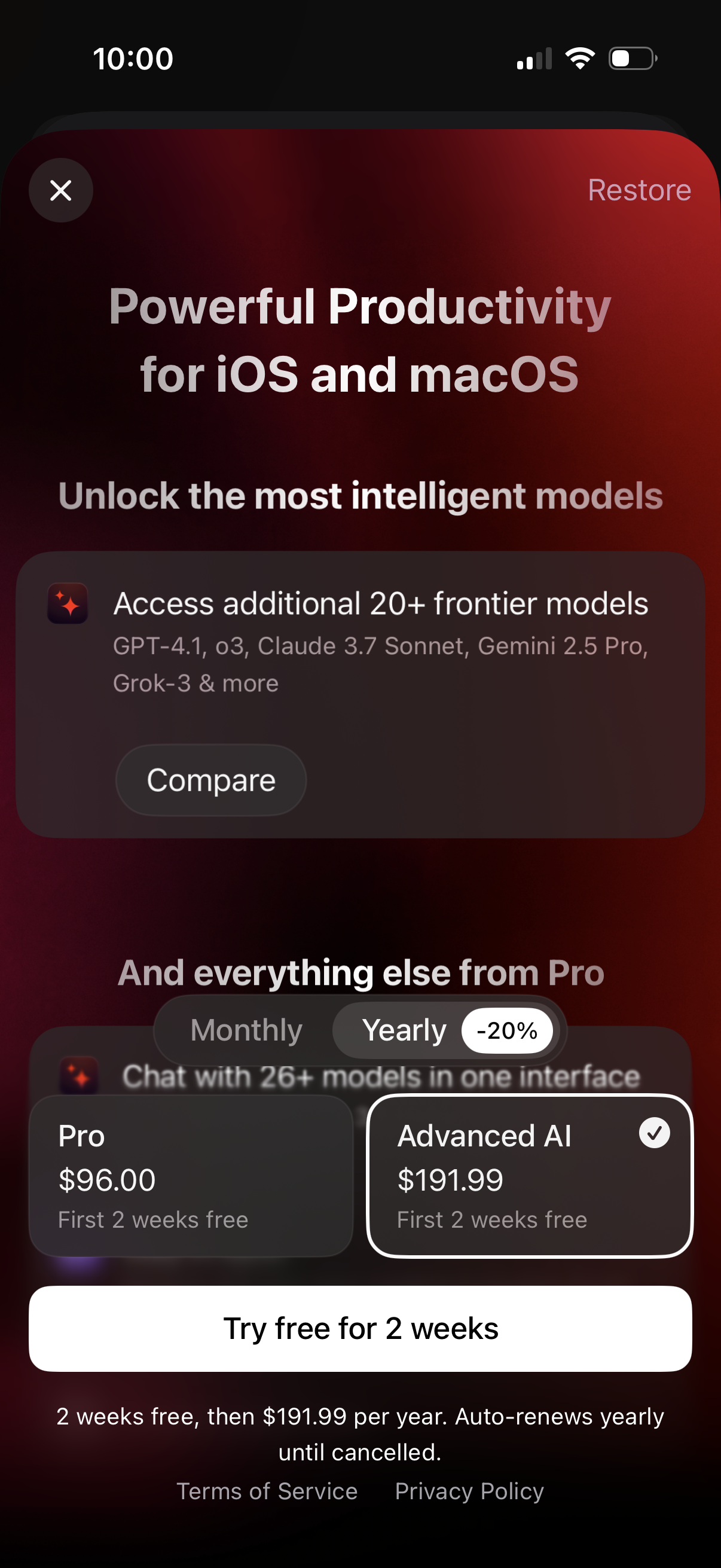 Step 4 of raycast View subscription options