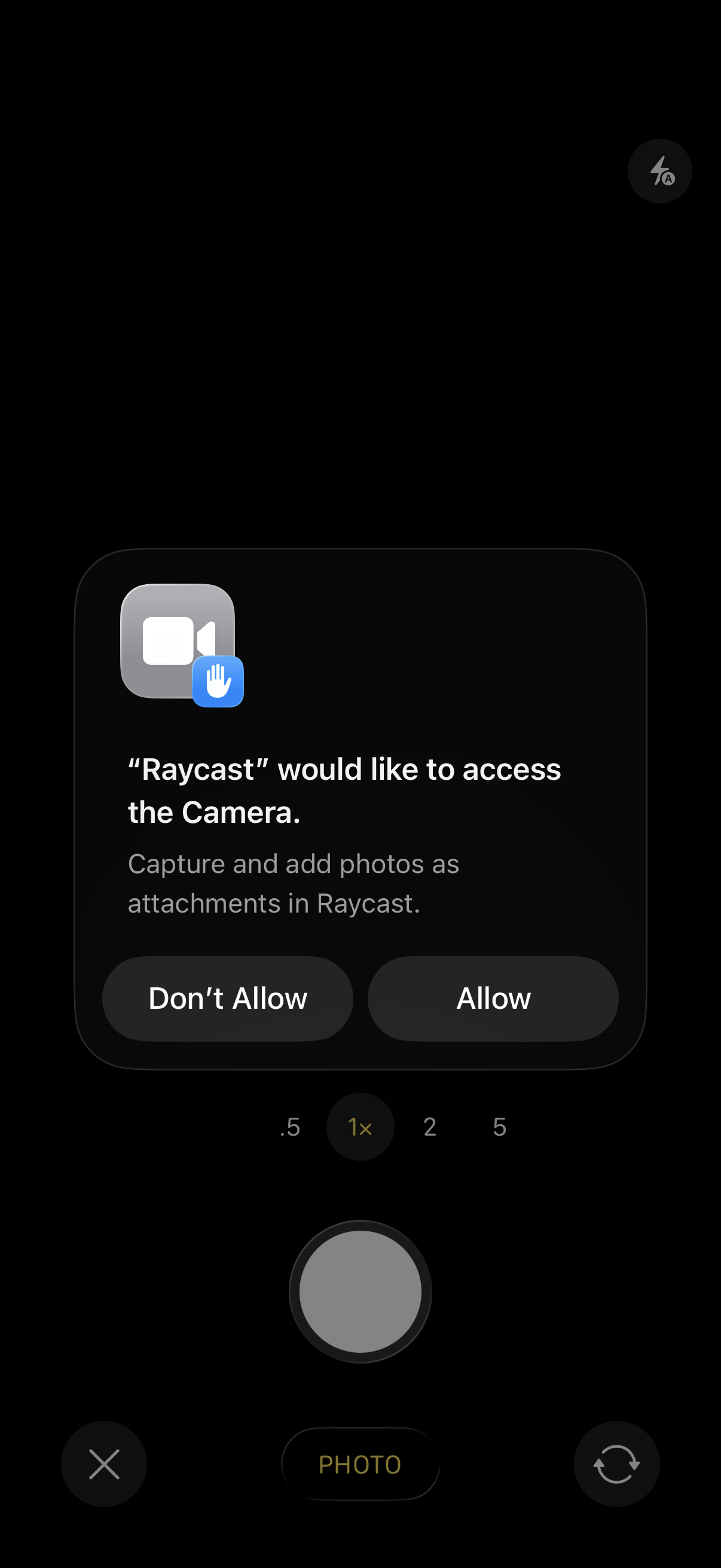 Raycast Open Camera Command