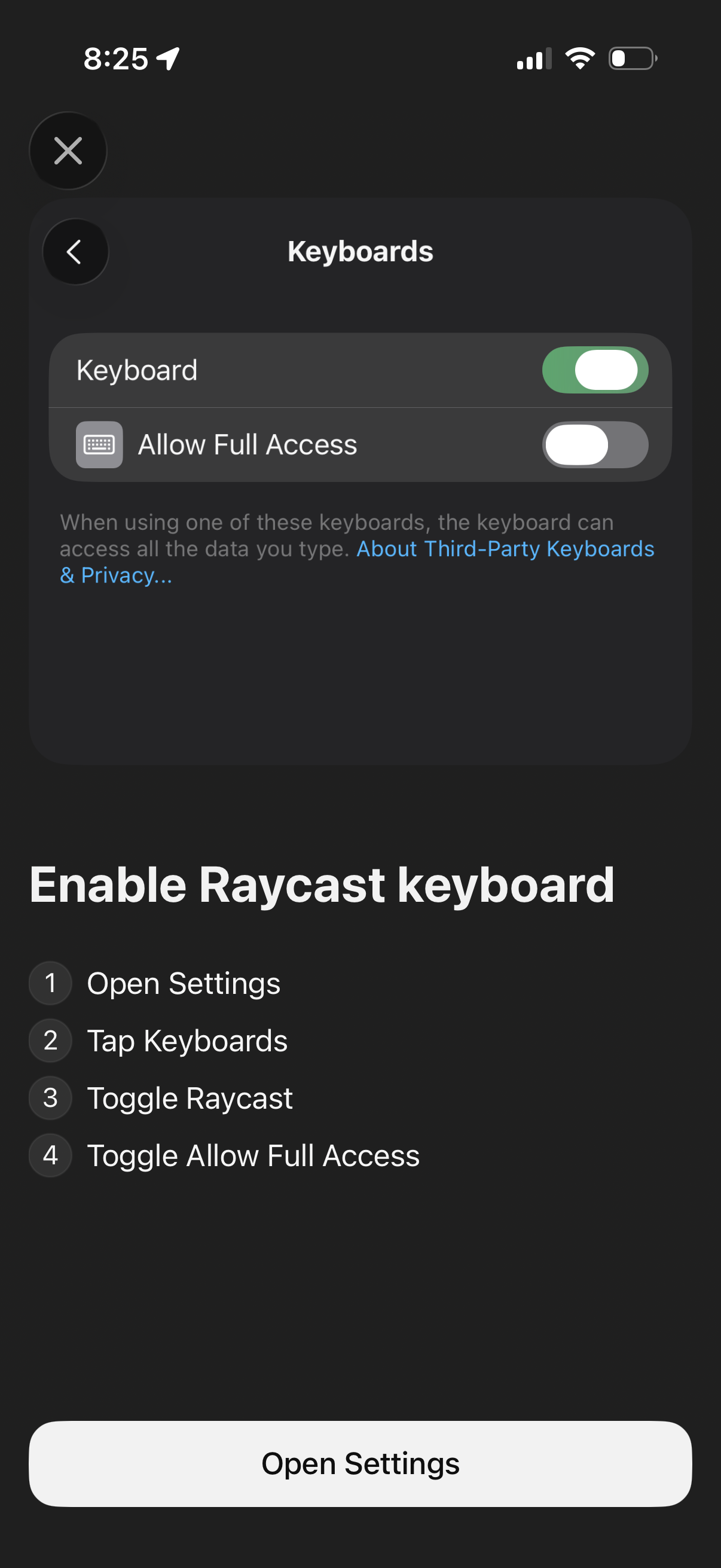 Raycast Enable Raycast Keyboard