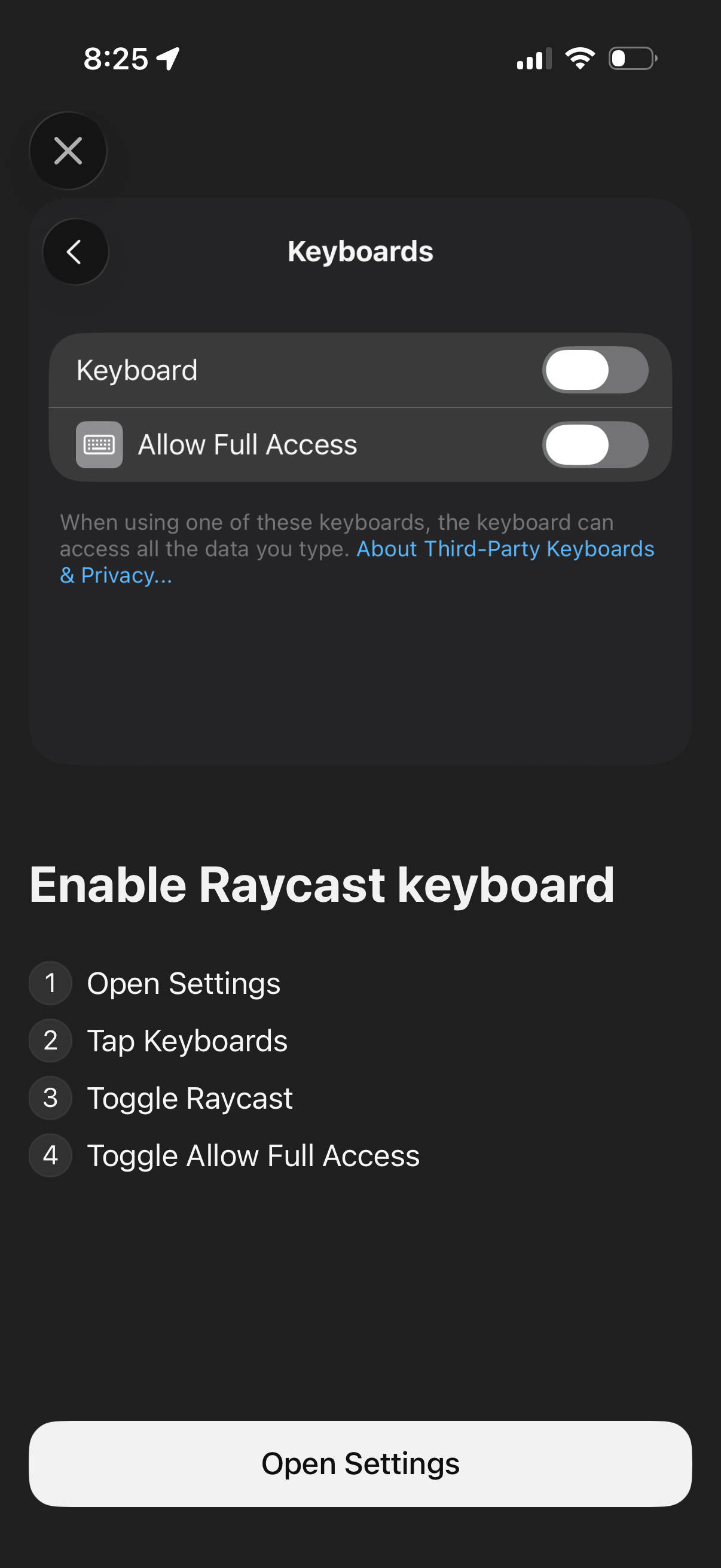 Raycast screen