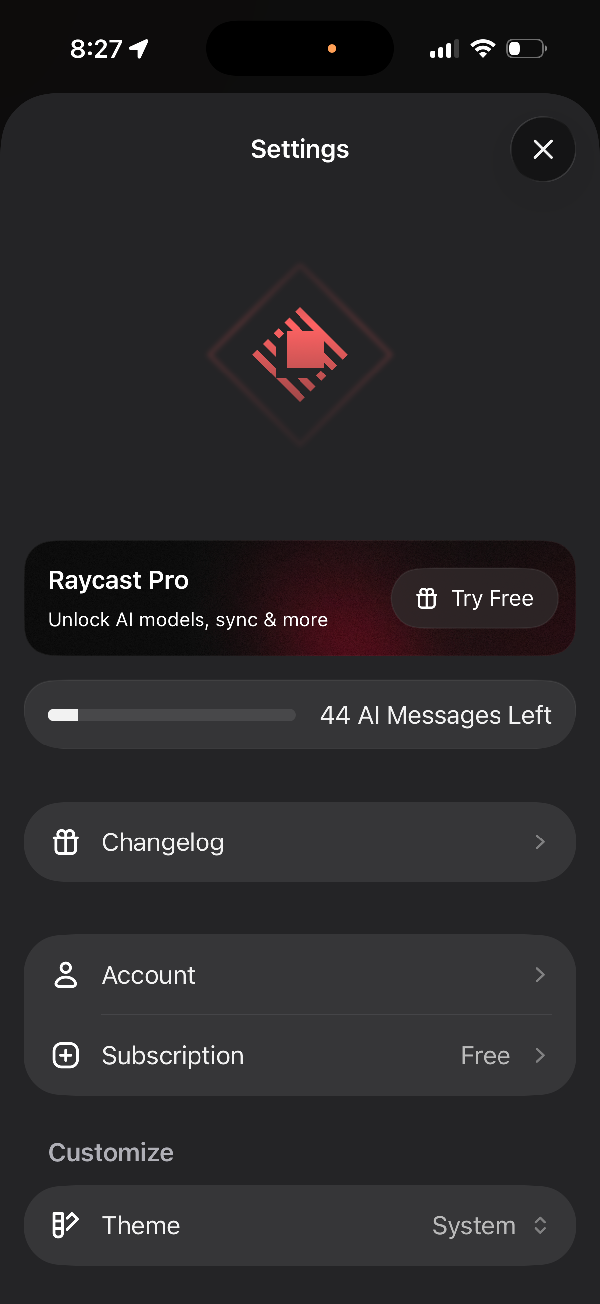 Raycast screen