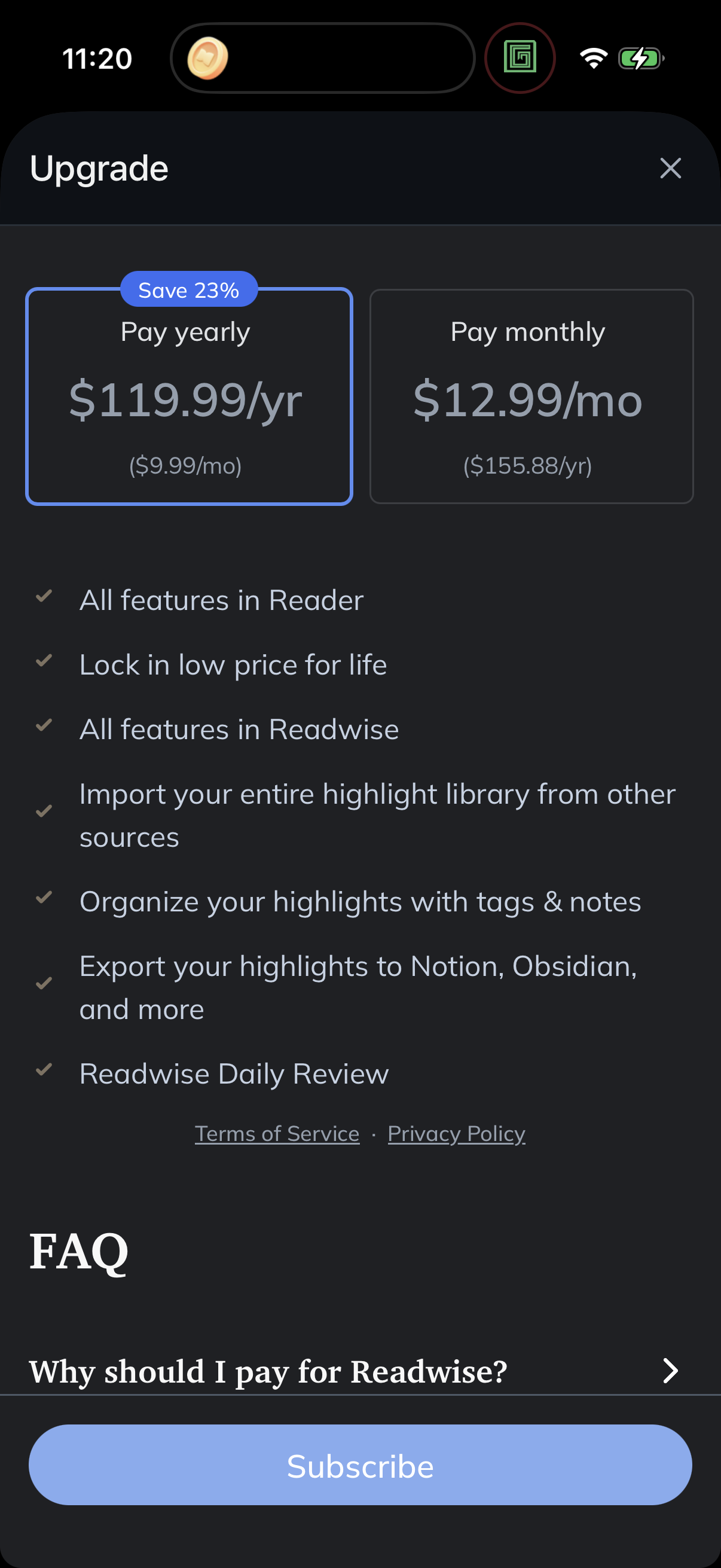 Step 1 of reader Paywall