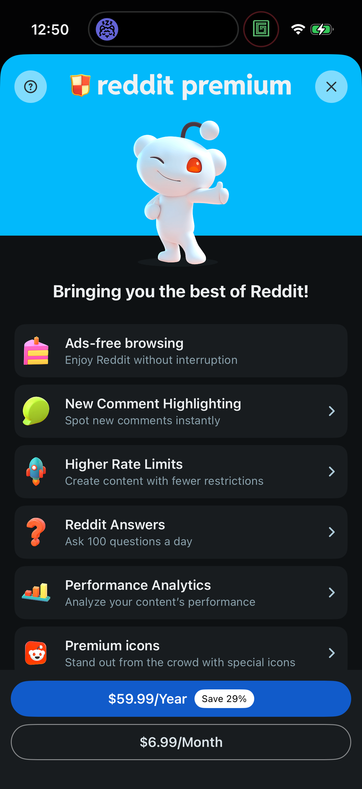 Step 1 of reddit Paywall