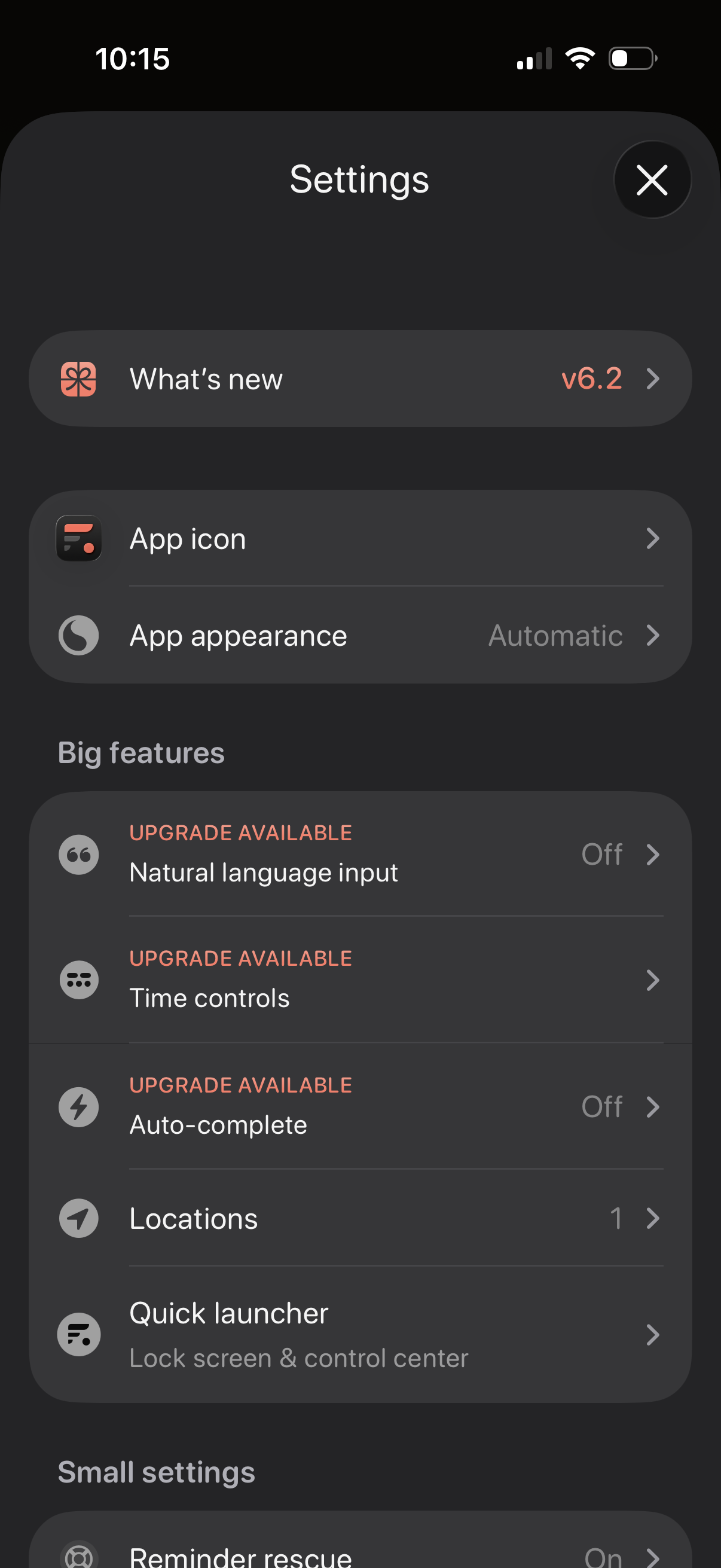 remind-me-faster screen