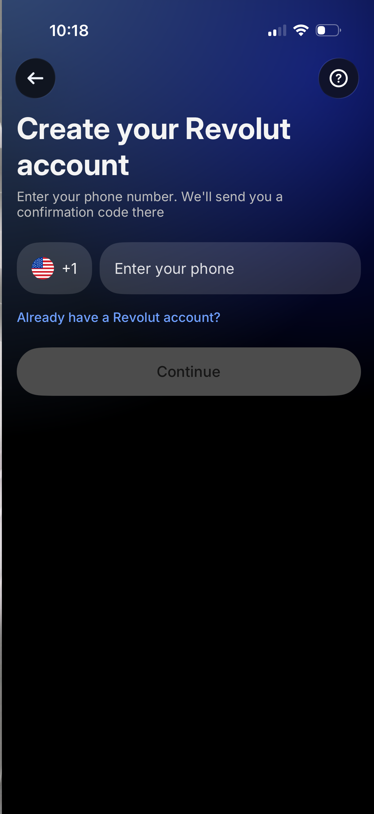 revolut create account with phone
