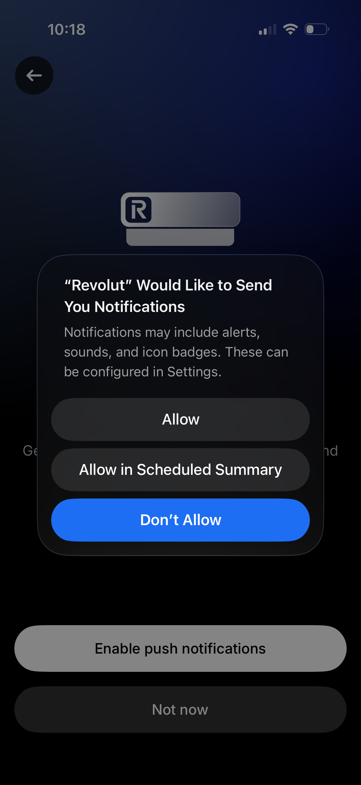 revolut enable push notifications