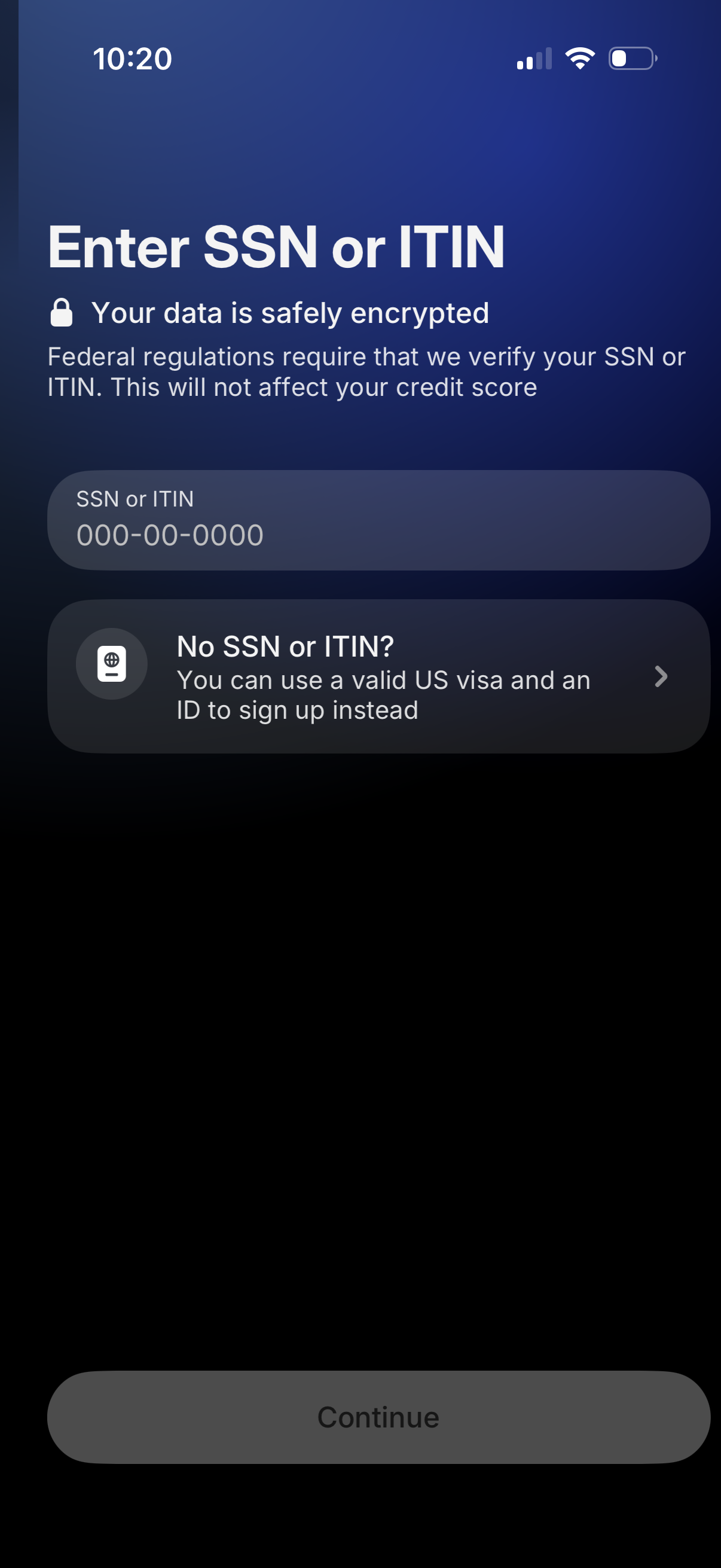 revolut enter ssn or itin