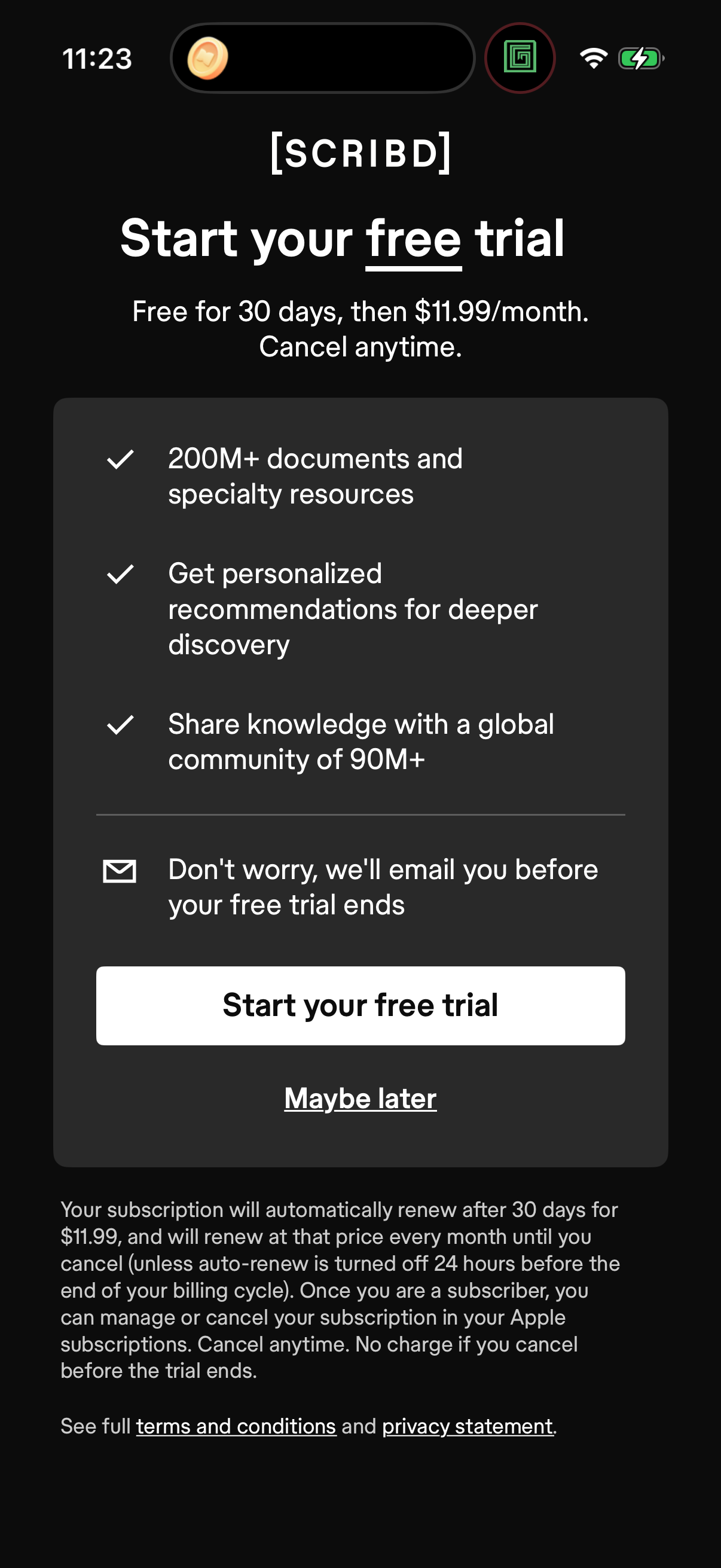 Step 1 of scribd Paywall