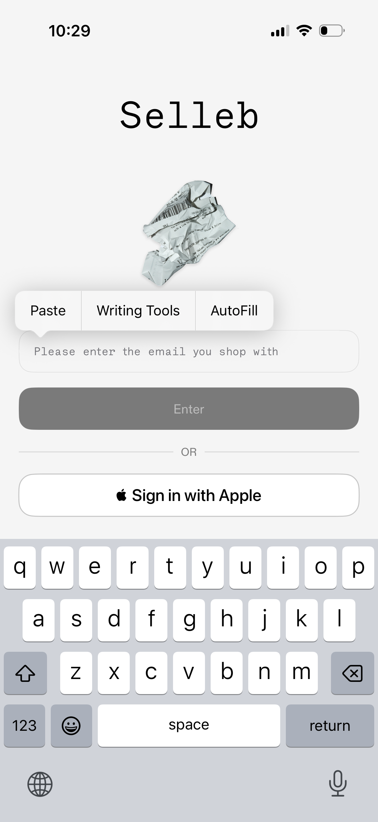 selleb log in with email