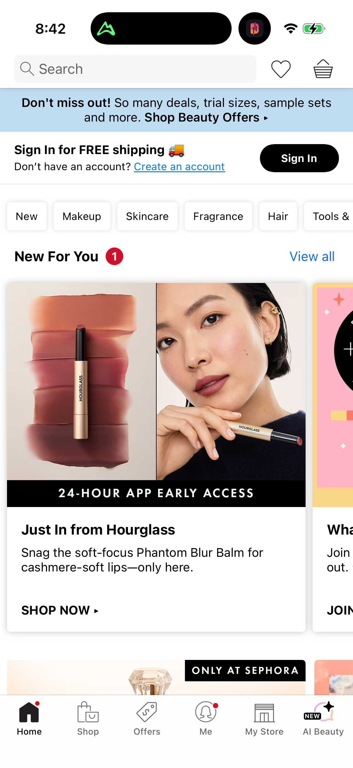 Step 1 of sephora Main_tabs