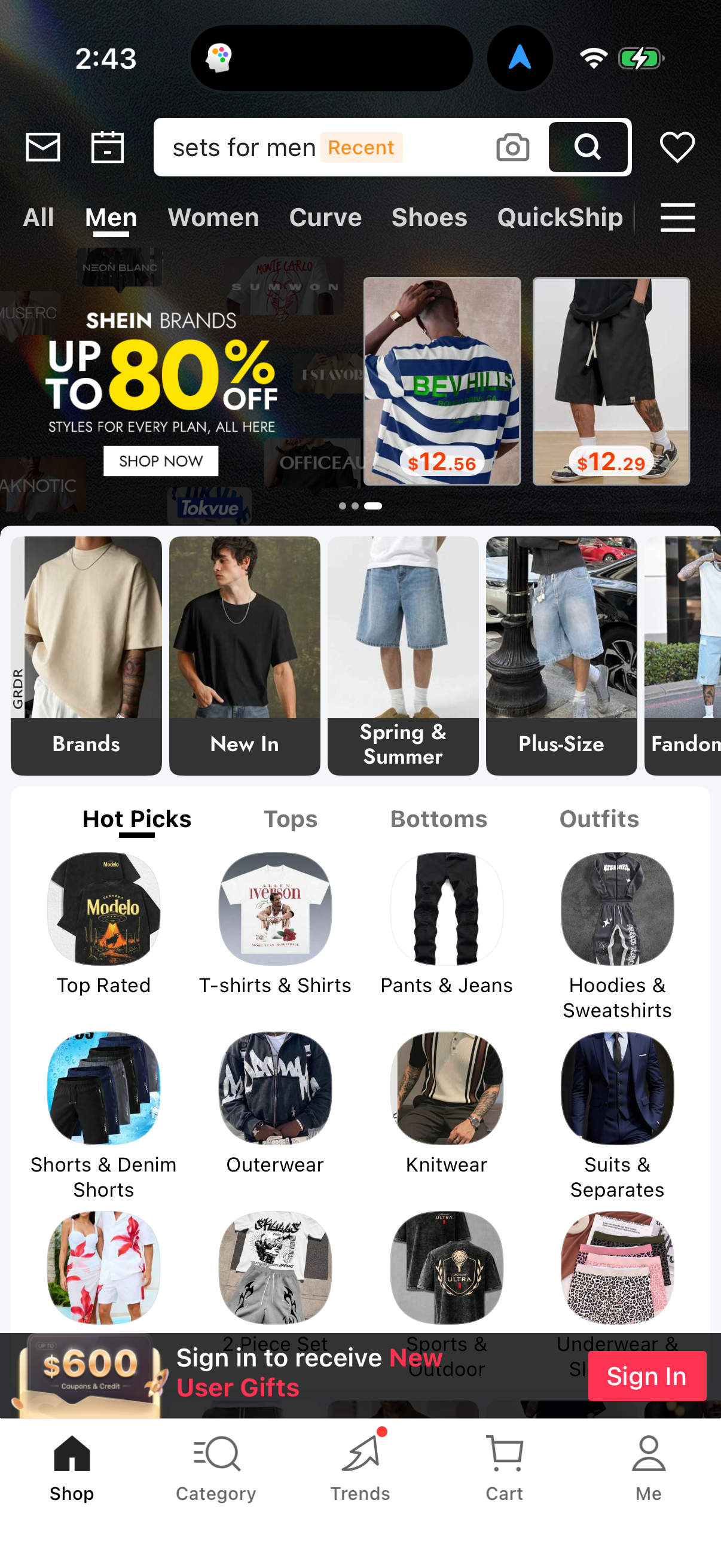 Step 1 of shein Main_tabs
