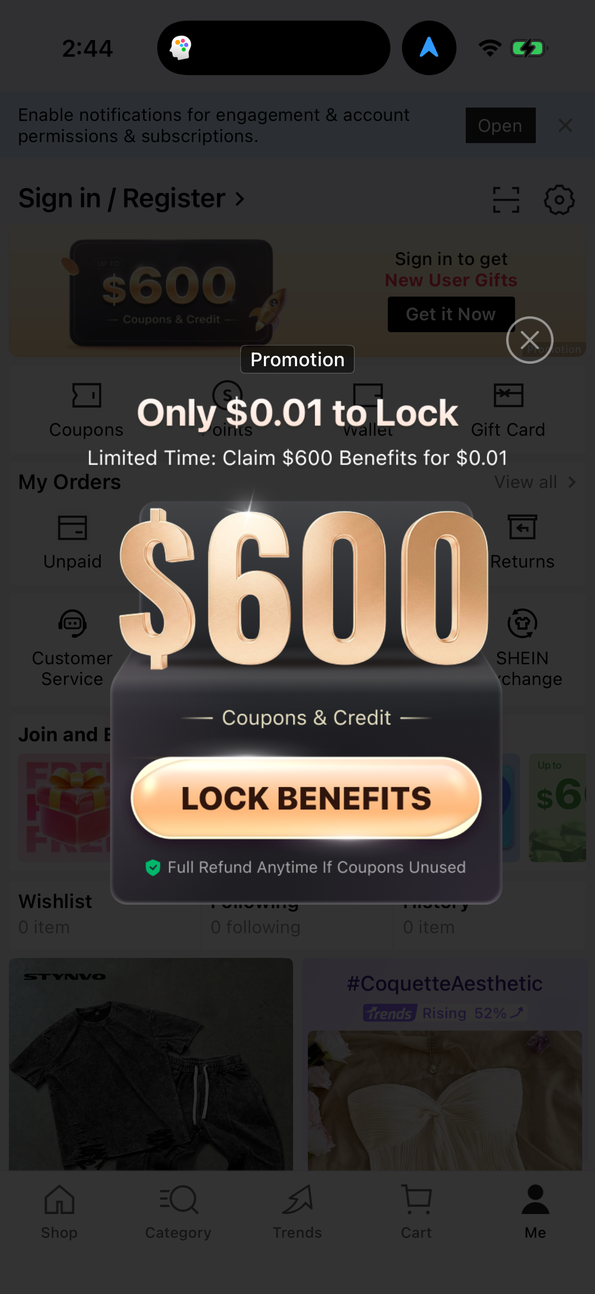 Step 5 of shein Main_tabs