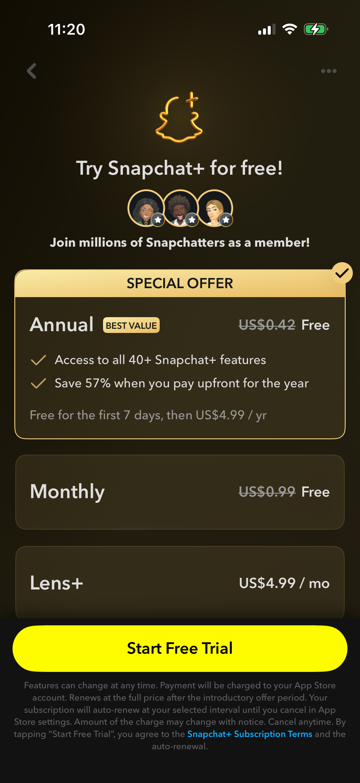 Step 2 of snapchat Paywall 2