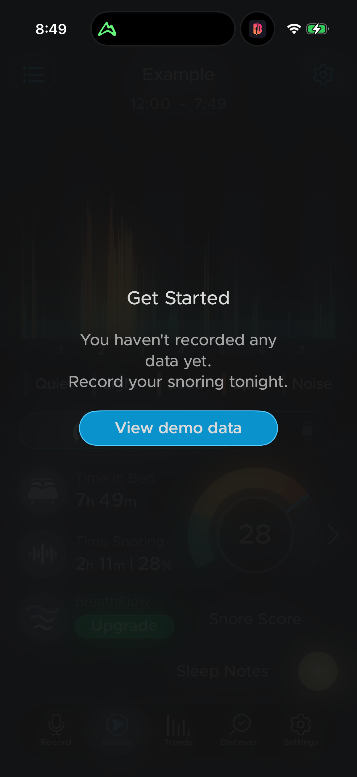 Step 2 of snorelab Main_tabs
